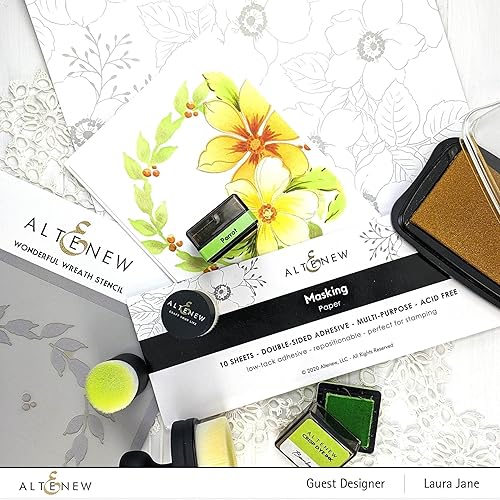 Miniatura 6 de Altenew Paquete de papel de enmascarar de ensueño (10juego) y hojas adhesivas de doble cara (10juego), papel de enmascarar sellos, papel adhesivo
