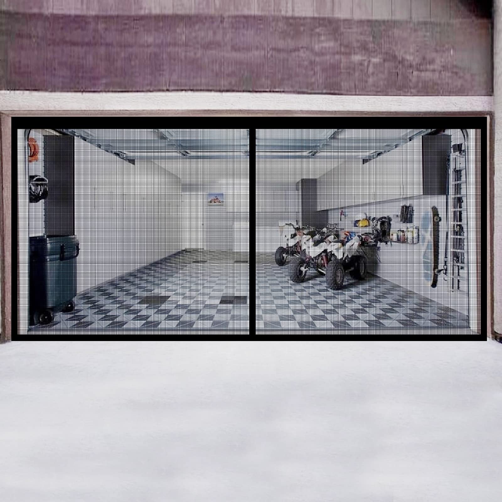 Magnetic Garage Door Screen 16x7Ft for 2 Car Garage Magnetic Automatic Closure Fiberglass Mesh Garage Screen Cover Kit Garage Door Curtain Breathable Dense Grids Hand Free Easy to Install