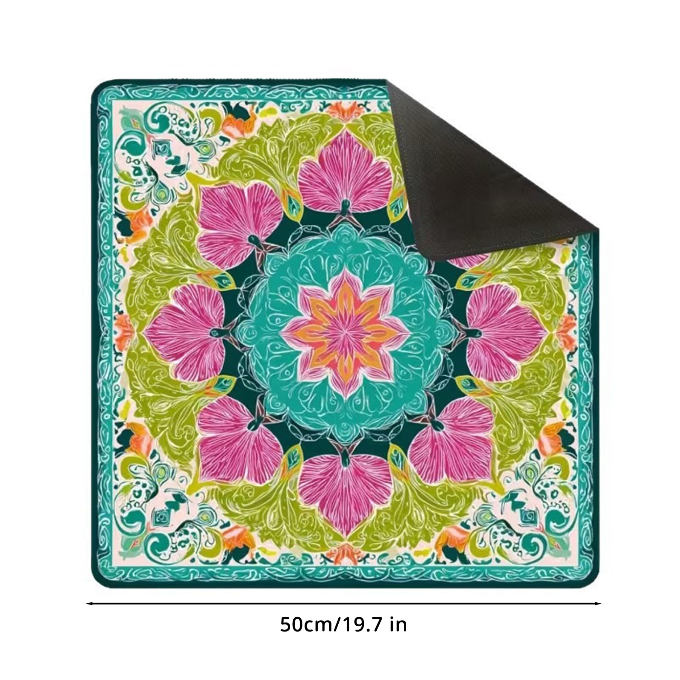 Mini Mahjong Mat Antiscivolo Riduzione del Rumore Mahjong Mat per Tavolo Tessuto Floreale Diatom Fango mAh Jongg Mats 50x50cm