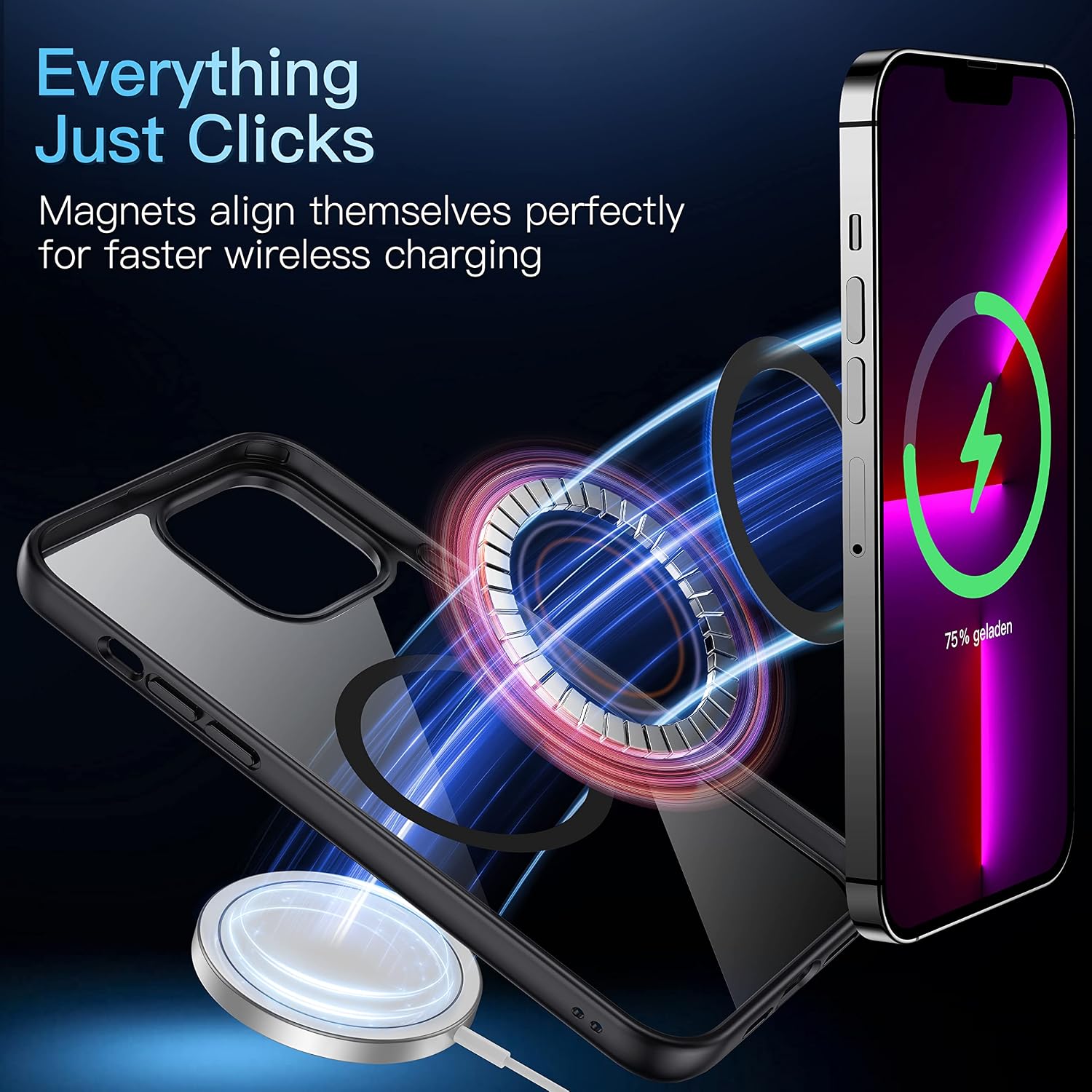 CASEKOO Magnetic Case for iPhone 13 Pro Max Phone Case [Not Yellowing] Compatible with MagSafe Protective Slim Thin Shockproof iPhone 13 Pro Max Case Cover 6.7 inch, Black