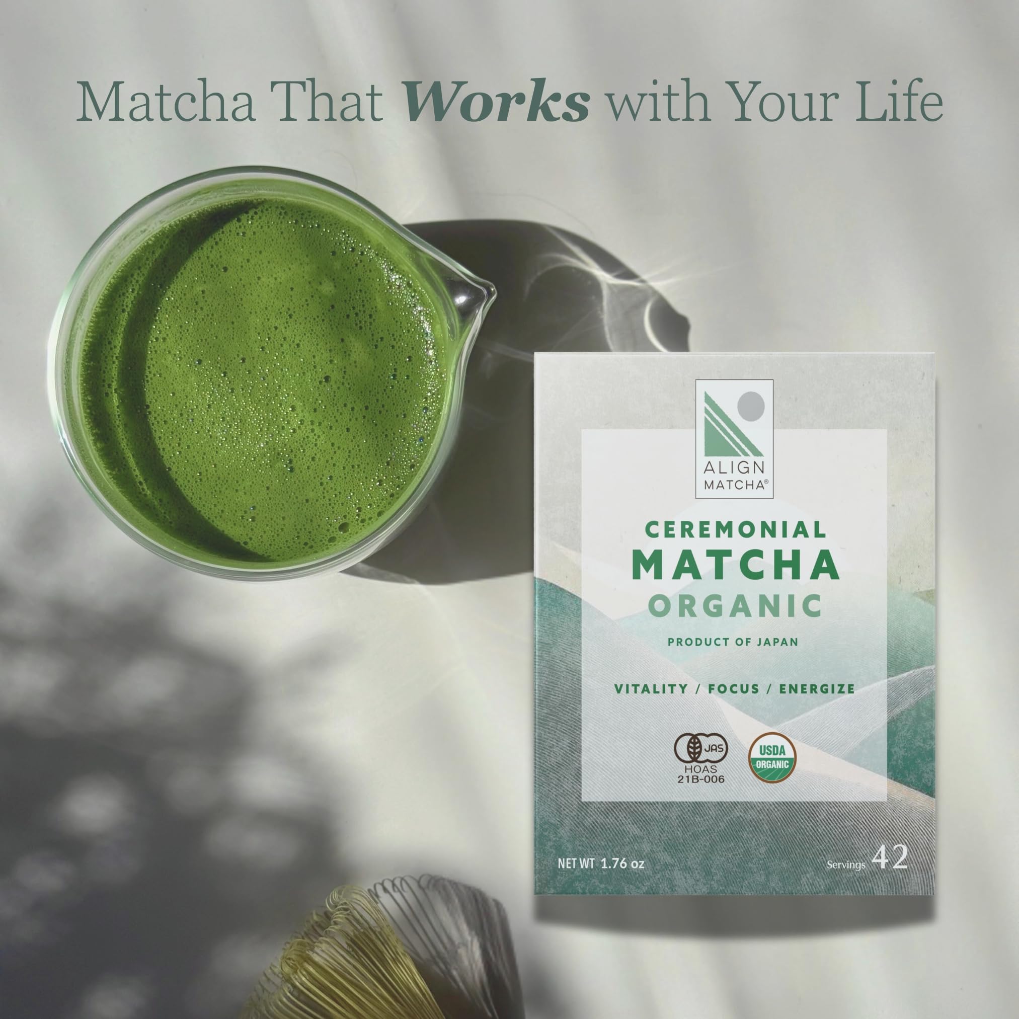 ALIGN MATCHA Ceremonial Organic Matcha Ichibancha First Tea calm ritual sourced from Japan 50 g 42 servings — view 7