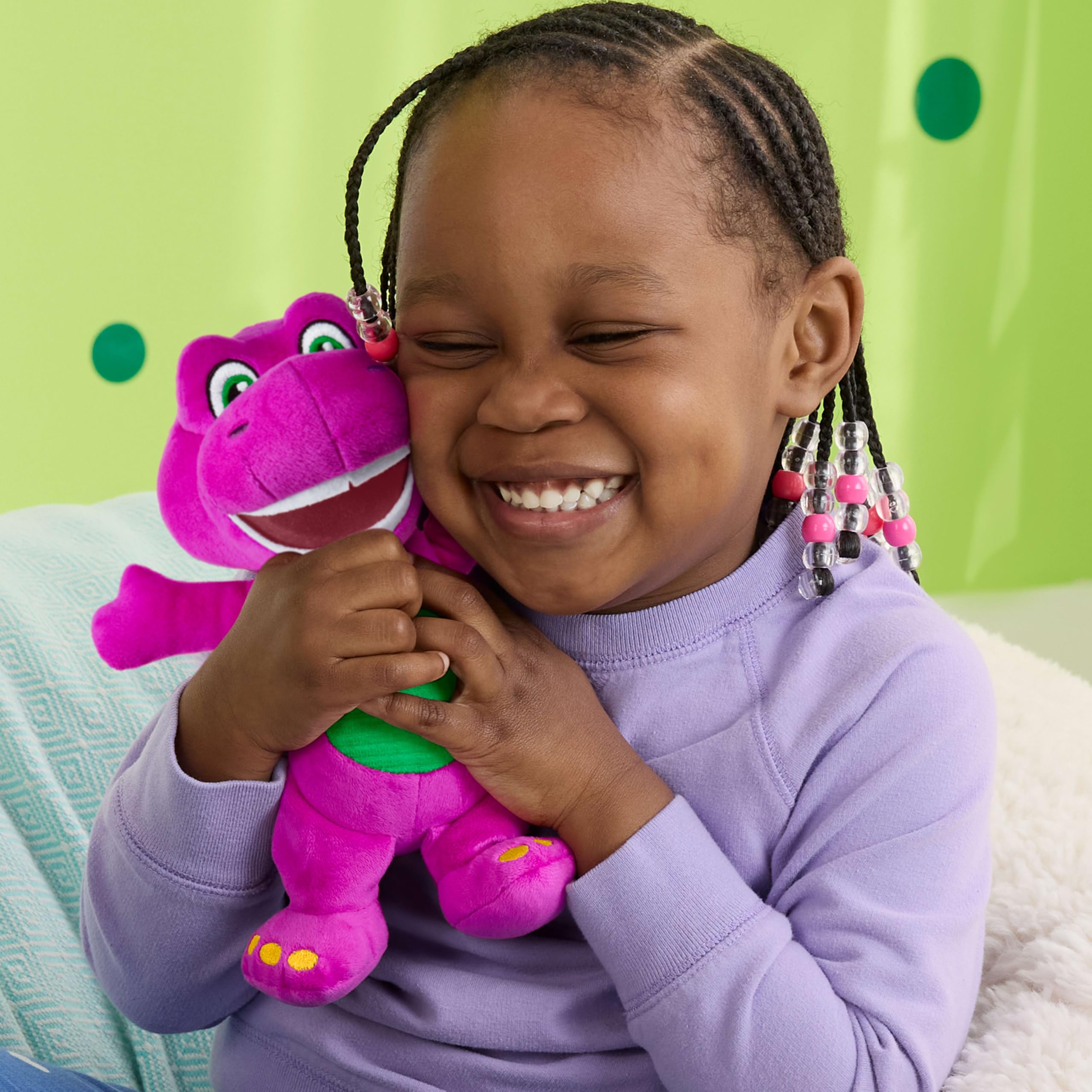 Fisher-Price Il Mondo di Barney - Barney, dinosauro peluche alto 16+ cm in morbido tessuto viola e simpatico volto ricamato, lavabile in lavatrice, giocattolo per bambini, 2+ anni, HVF40 - 2