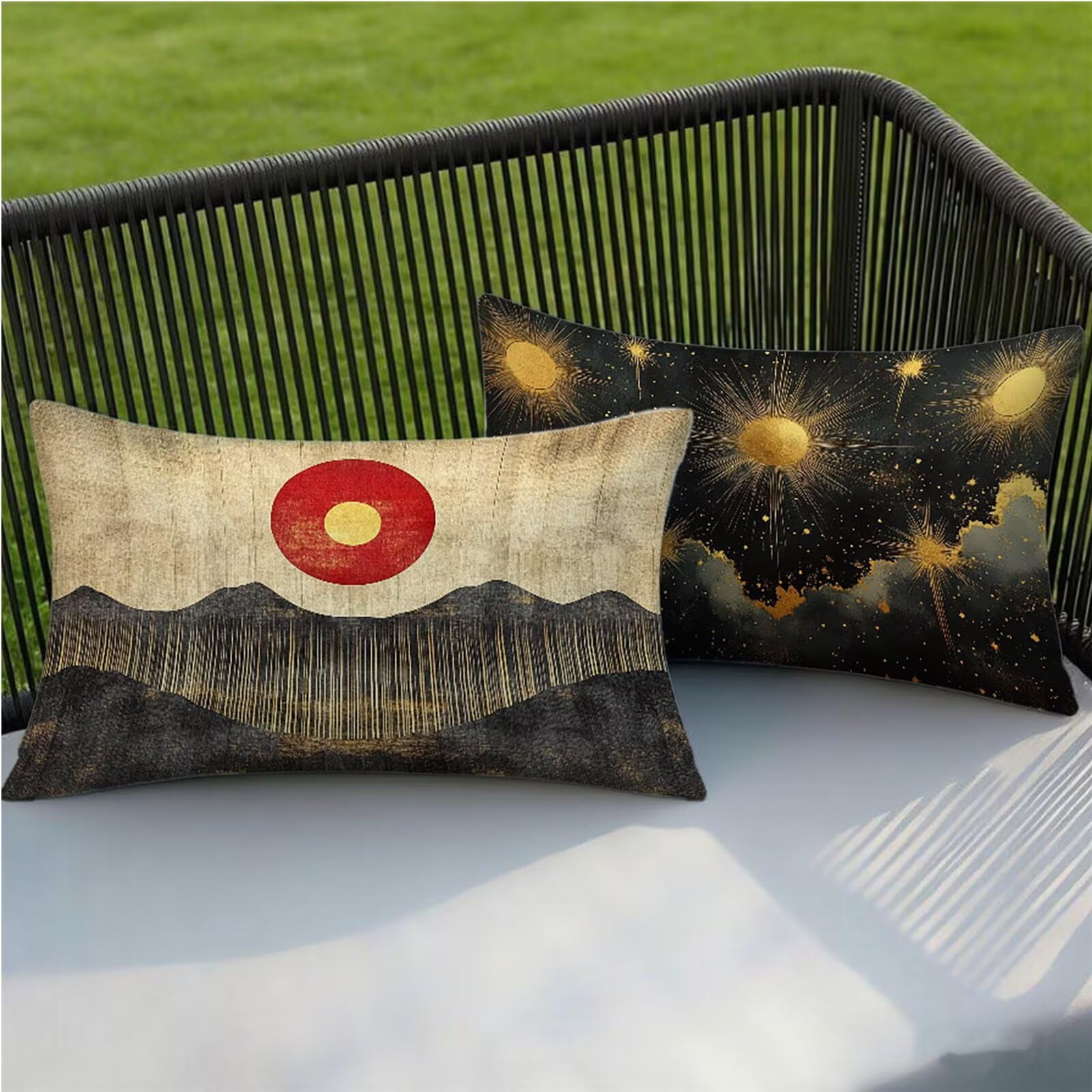 Federe Cuscino 60x80 Set di 2, Nordico Federe Cuscini Divano Lino, Rettangolari Copricuscini 60x80cm Con Cerniera Invisibile, Copricuscino per Camera Letto Casa Decorazioni Regalo, Astratto kj-3415