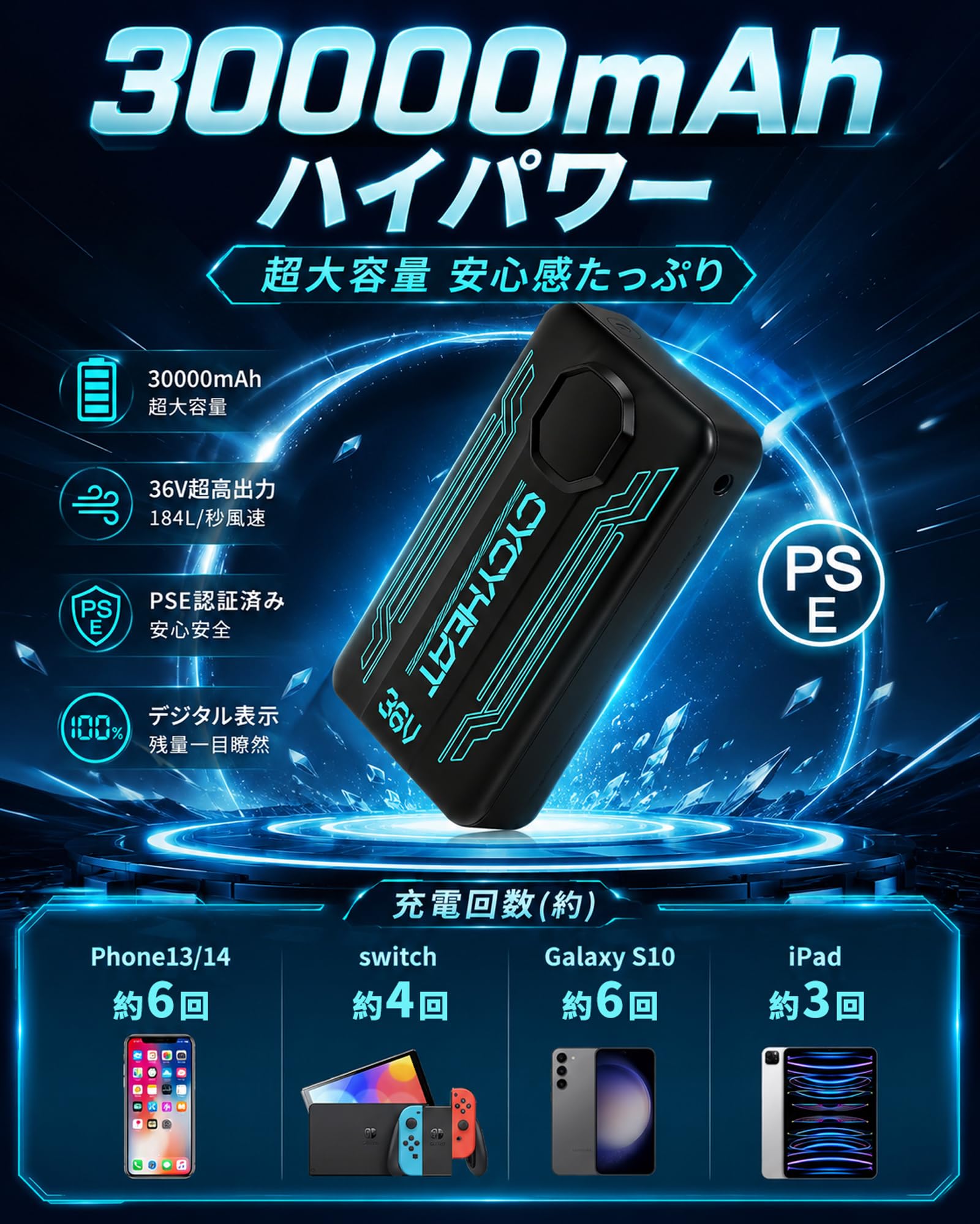 Amazon.co.jp: 空調作業服 ファンバッテリーセット【超高出力 超強風