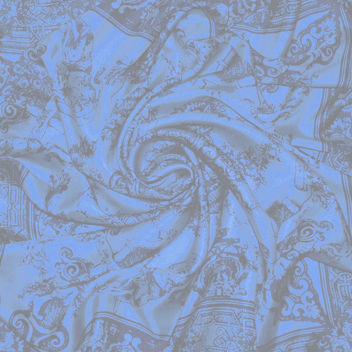 LORENZO CANA Foulard pour la femme – écharpe de 100% soie pour le printemps et l´été, carré avec les mesures de 90 x 90 cm – en bleu clair bronze