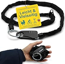 KOHLBURG sicheres + leichtes Taschenschloss mit Zahlencode [129cm lang, 3mm stark] - als Kinderwagenschloss Skischloss Snowboardschloss & Helmschloss Motorrad - Zahlenschloss Fahrrad Kinderwagen