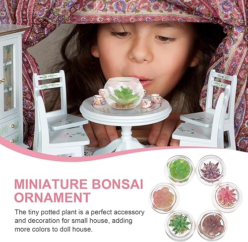 Miniatura 2 de jojofuny 6 plantas en maceta en miniatura, mini suculentas en maceta, planta artificial de casa de muñecas, macetas en miniatura, pequeñas plantas