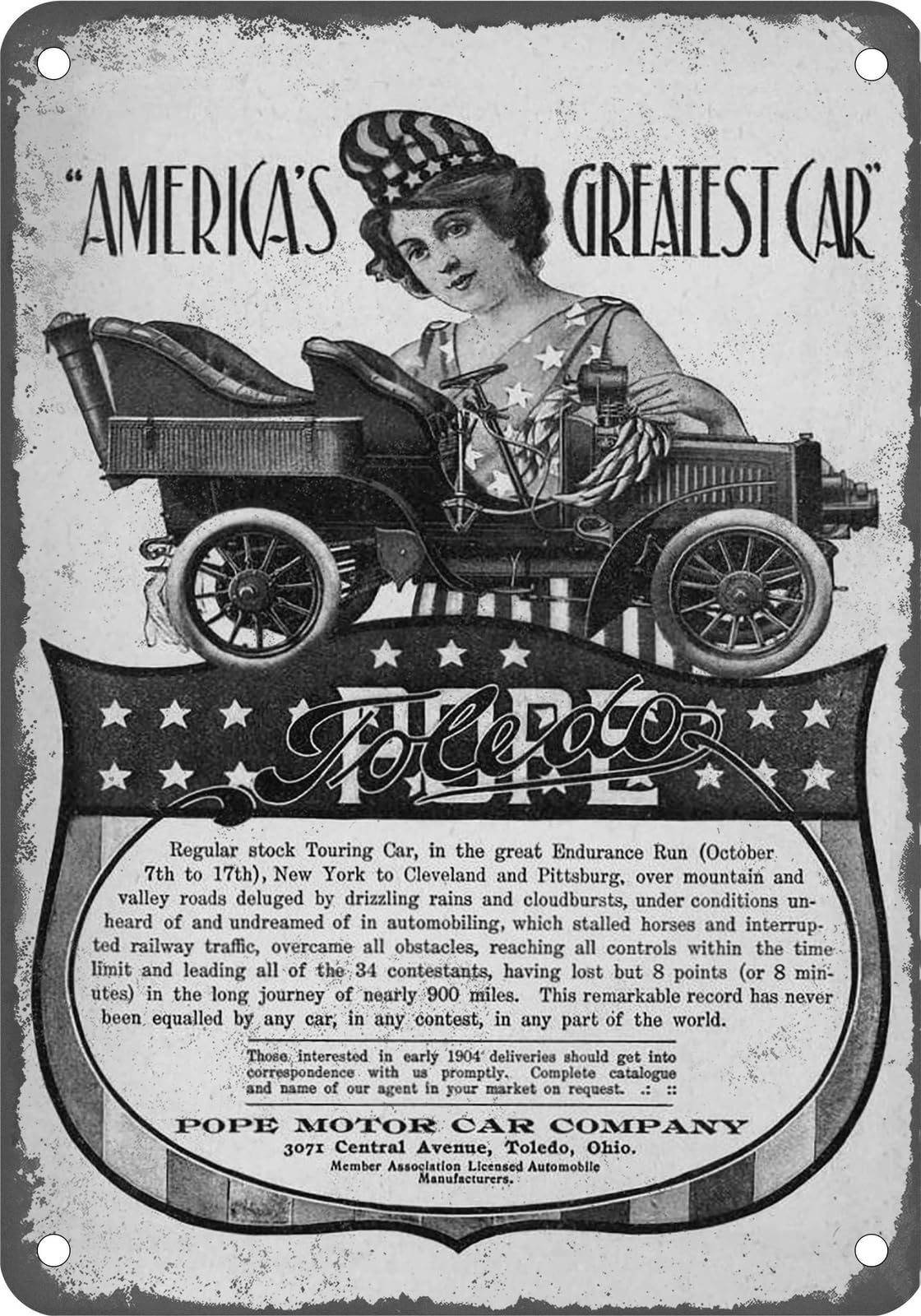 METAL SIGN - 1904 Pope Vintage Ad 01 - Old Retro Rusty Look home decor