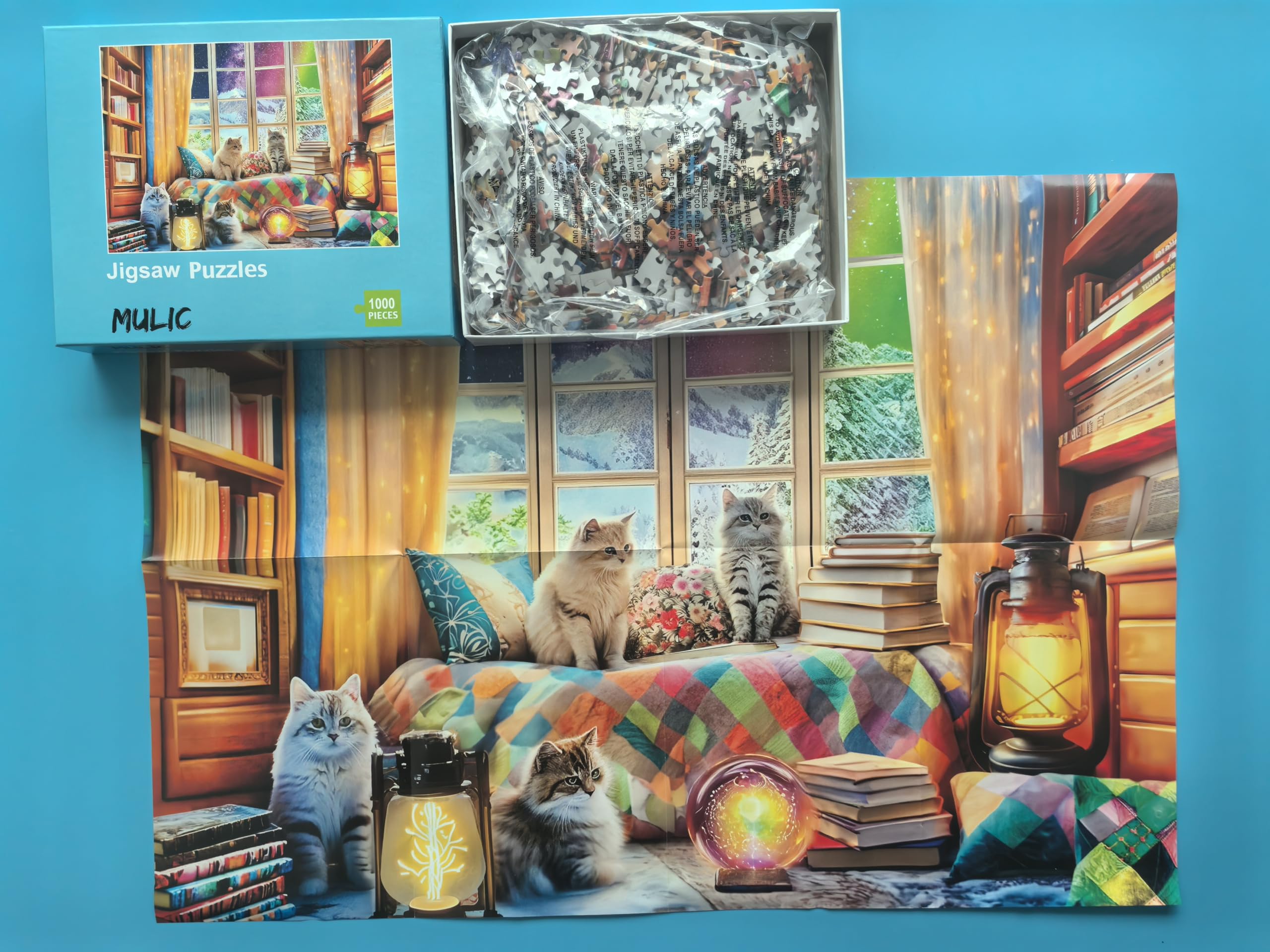 1000 Teile Puzzle 'Nordlichter Fantasy' – Mit Buchstabenrückseite, 70x50 Cm