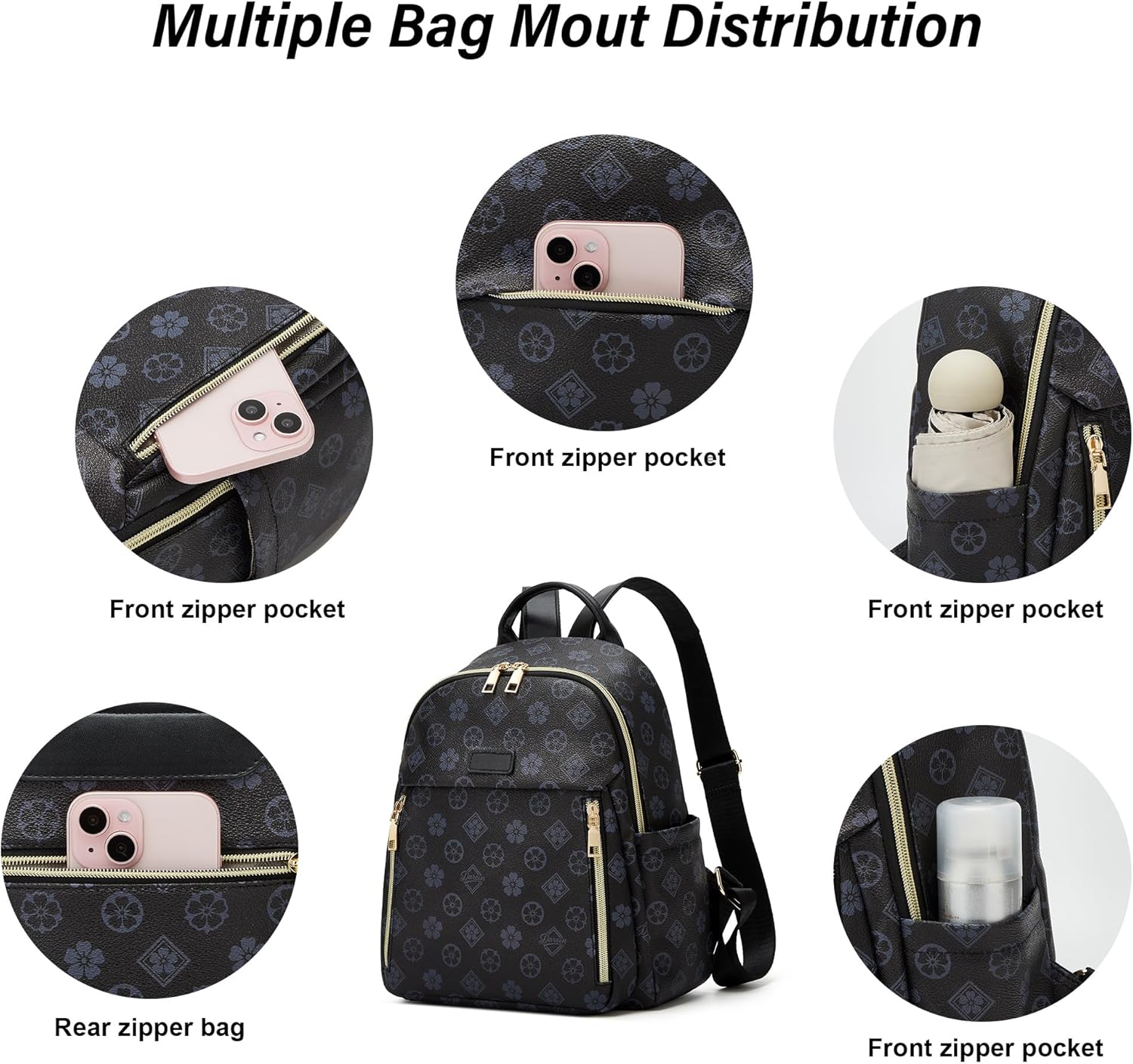 Makes Mini Backpack for Women, Stylish Daypack Purse Handbag Small Casual Daily Travel Bag, Lady Girls Gifts for Work School, 2pcs Sets