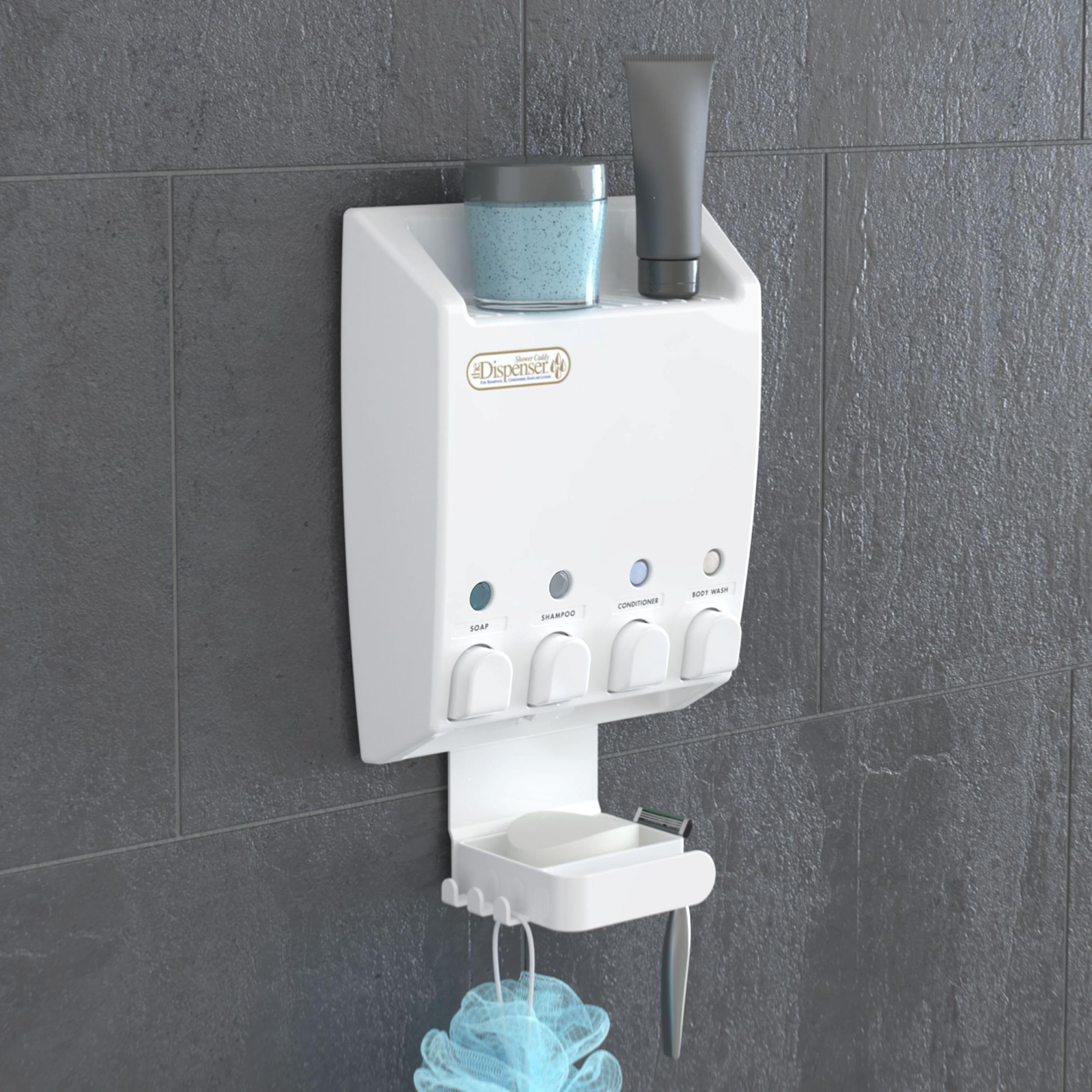 Better Living Products 75453 Ulti-Mate 4 White Dispenser mit Dusche Caddy