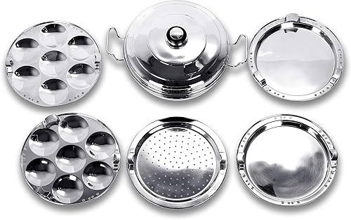 Miniatura 5 de Sumeet Kadhai de acero inoxidable con parte inferior encapsulada por inducción para estufa de gas, apto para múltiples utilidades, con tapa y 5