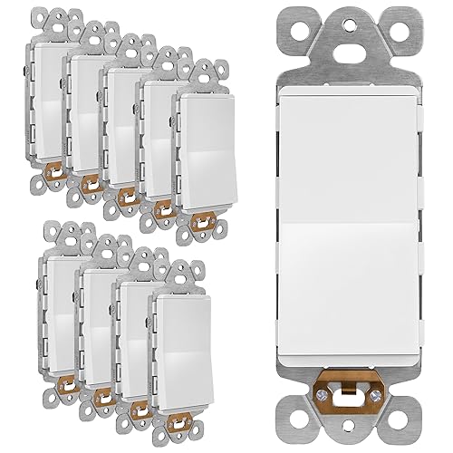 LIDER Interruptor decorativo de diseño minimalista blanco mate, interruptor de luz de pared de paleta sin marco, interruptor basculante de