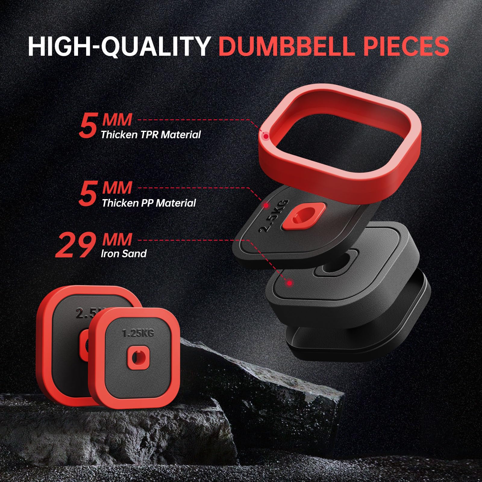 JOROTO Regulowany zestaw hantli 10 kg / 30 kg, hantle 4 w 1, sztanga, kettlebell i stojak push-up, 8 x 1,25 kg + 8 x 2,5 kg, żelazne talerze piaskowe, antypoślizgowy uchwyt, kompaktowy do domowej