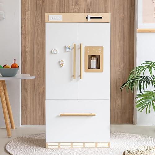 Miniatura 7 de Refrigerador de cocina de madera  Máquina de hielo interactiva, almacenamiento de doble puerta e imanes creativos para refrigerador, refrigerador de