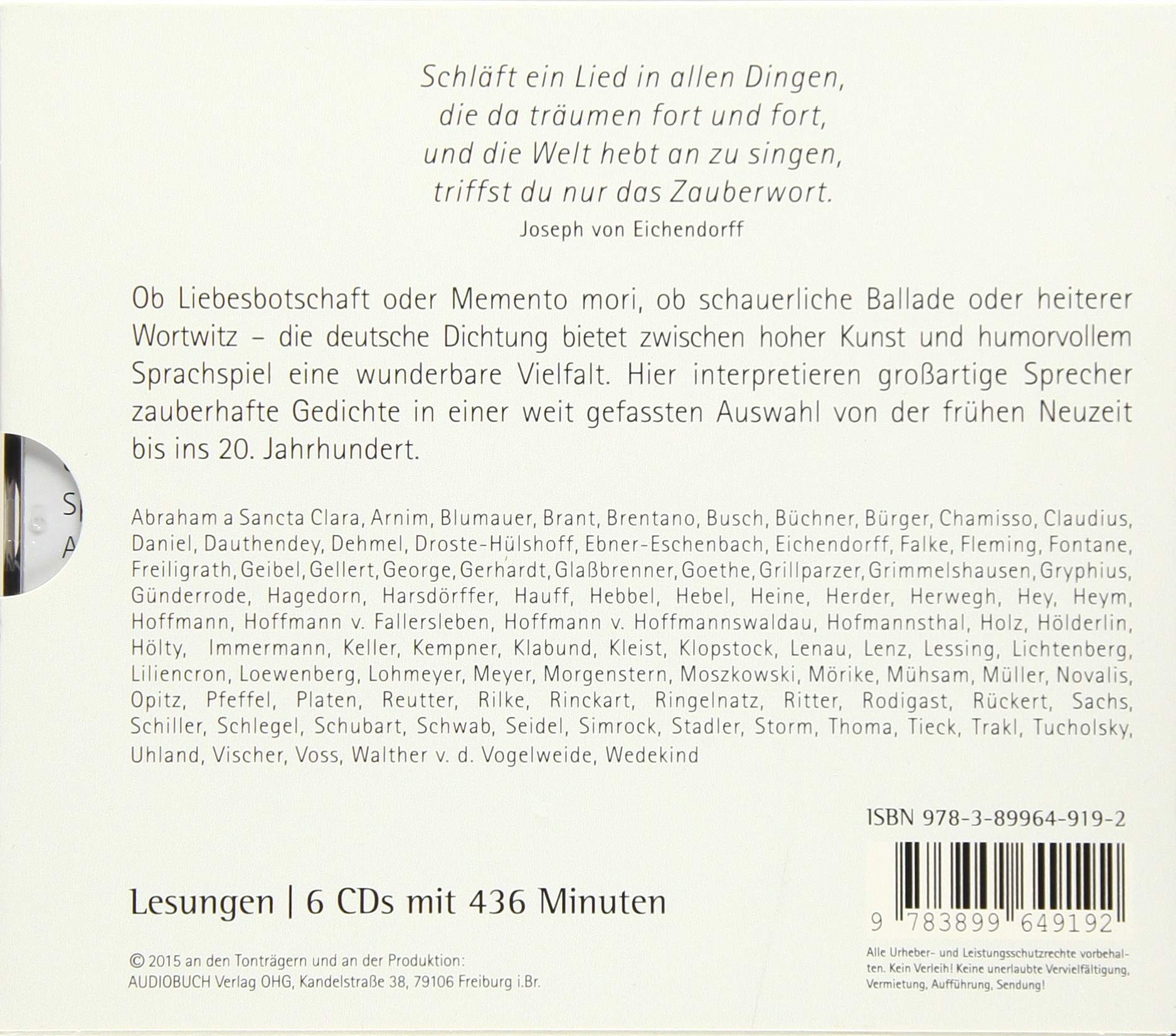 Zauberworte - Die schönsten deutschen Gedichte und Balladen