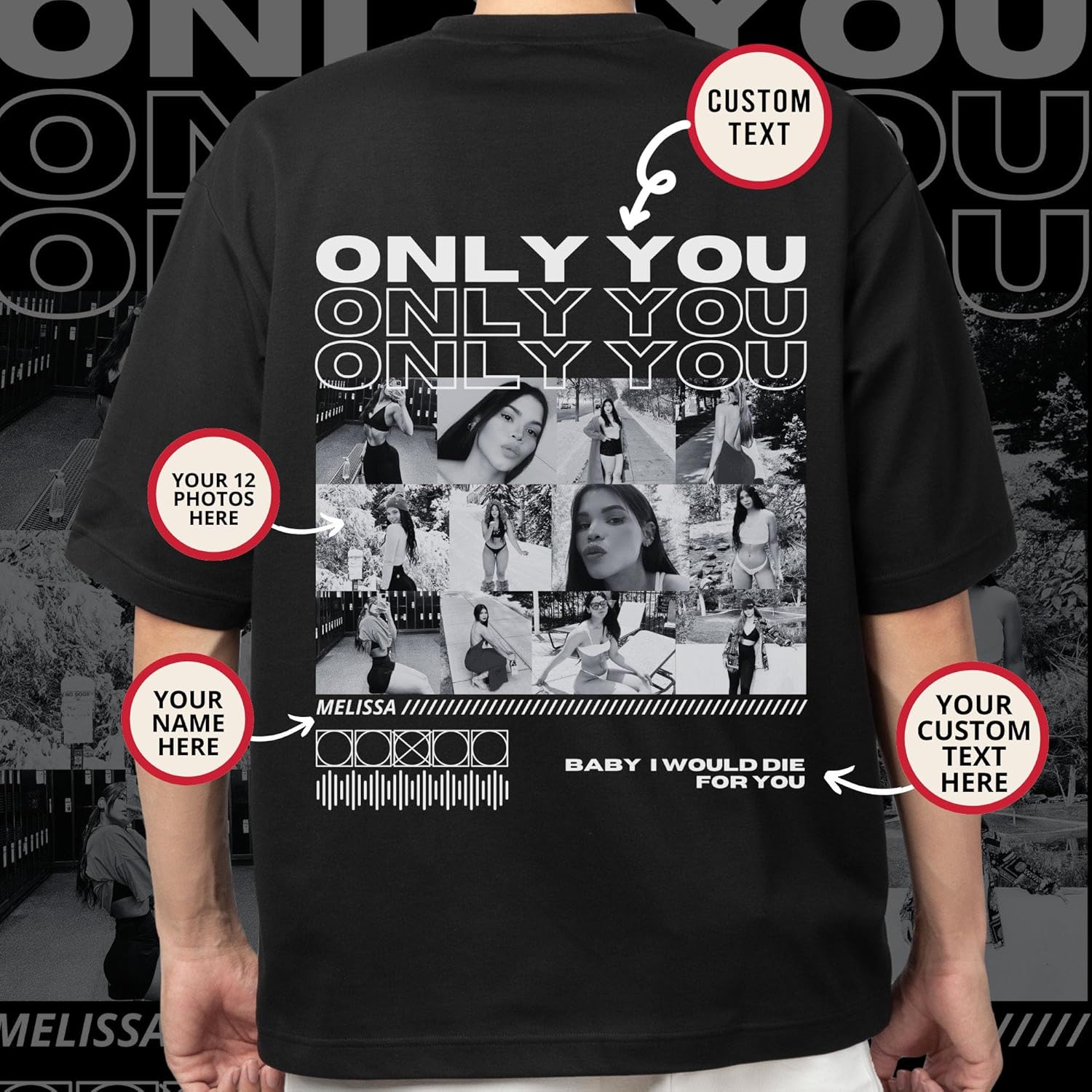 DILYPOD Custom Shirt with Name and Photo, Personalized Vintage Bootleg Rap Tee, Custom Graphic Boyfriend Girlfriend T-Shirt - BF GF Husband Wife Couple Gifts for Anniversary, Valentine’s Day, Birthday - Image 2