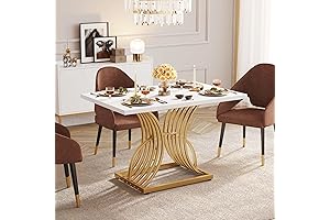 47\" Modern Rectangular Faux Marble Dining Table