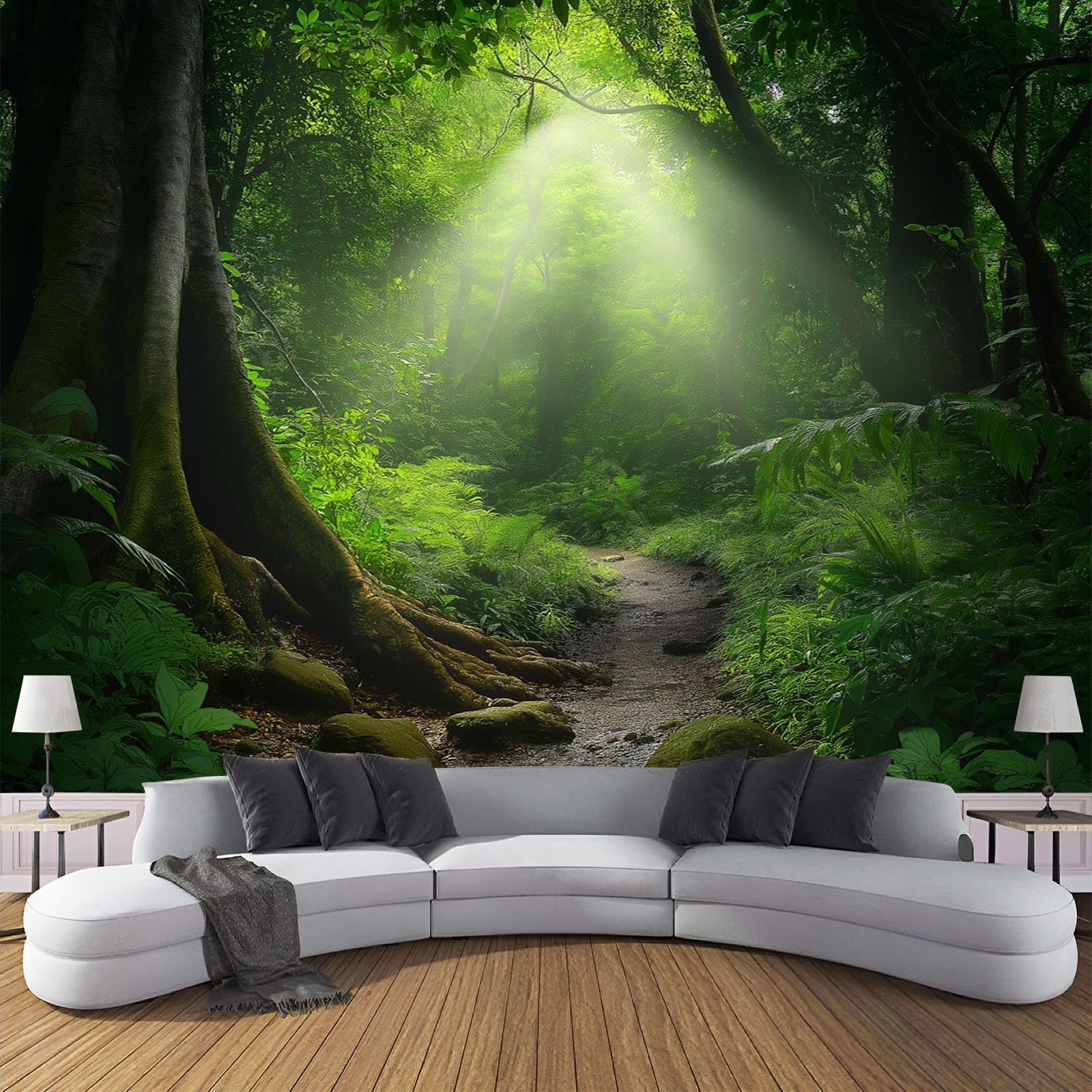 Carta Da Parati Fotografica Foresta di soleBellezza naturale In Stile Poster Giganti Da Parete, Fotomurale Carta Parati 350 x 256 cm Murale, Decorazione Da Muro Per Soggiorno