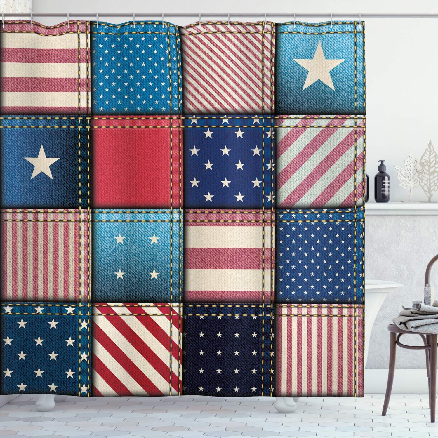 Ambesonne Fleur De Lis Shower Curtain, A Fleur-de-Lis Royal Lily in Simple Old Style and Ornated with Antiquity of Abstract Pattern, Cloth Fabric Bathroom Set with Hooks, 69" W x 70" L, Grey White