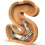Piggy Bank for Kids Boys Girls, Large Personalized Wooden Letter Piggy Bank with Cut-Out Design, Alphabet Letter Coin Banks, Money Savings Box, Wooden Bank for Kids Creative Gift for Real-Money(S)