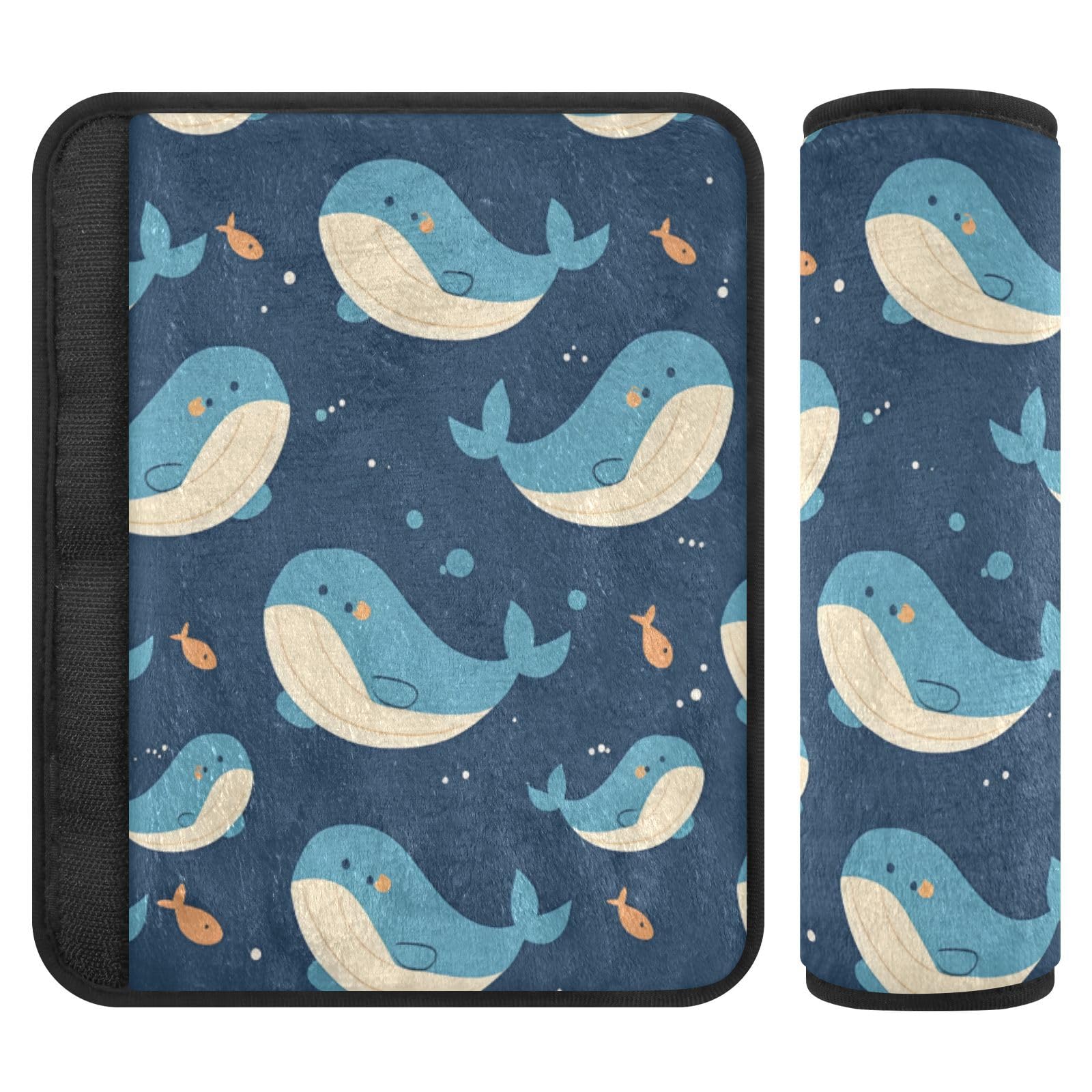Seat Belt Covers 2 Pack Blue Whale Car Seat Strap Covers Super Soft Cute Car Seat Neck Cover for Boys Girls Adults Babies S