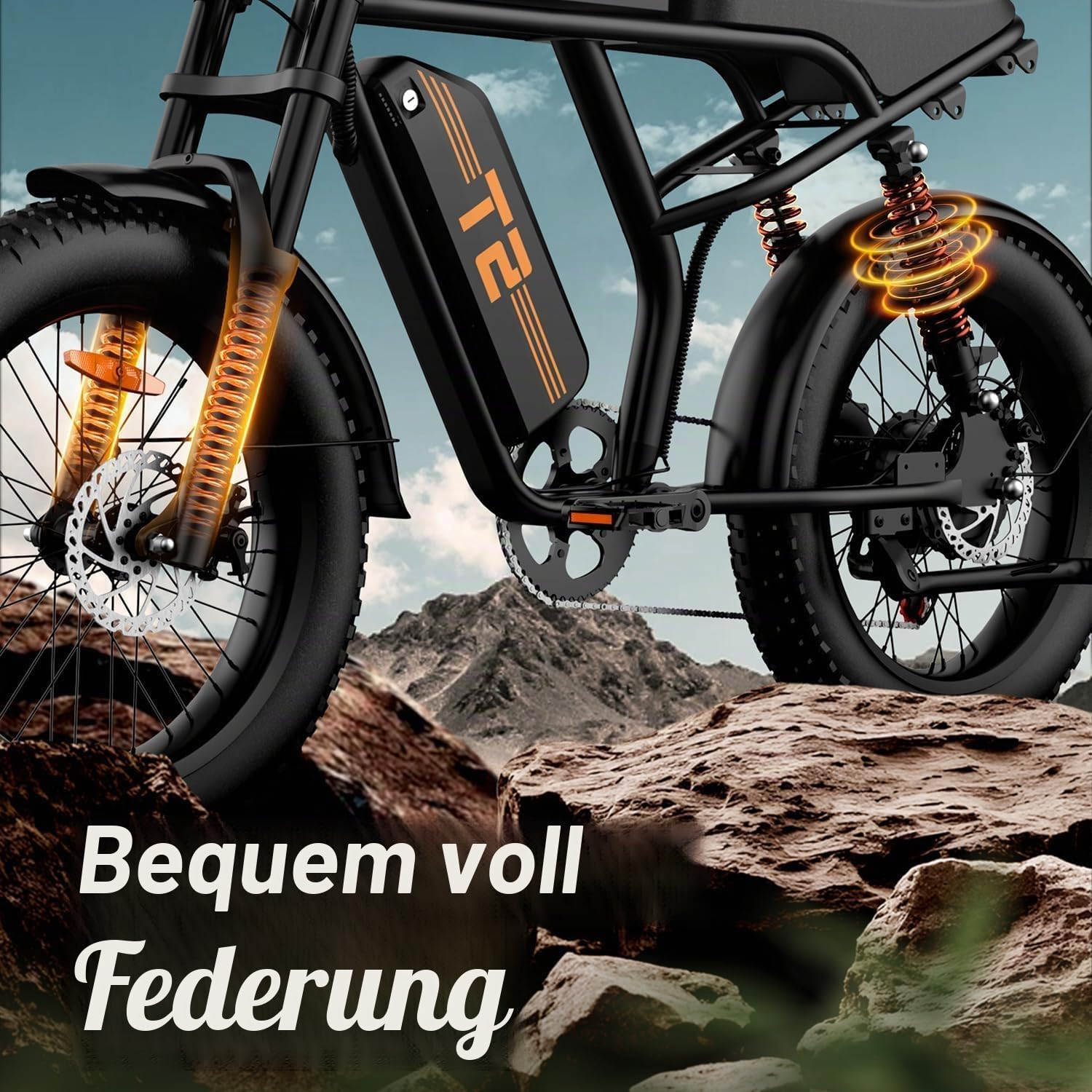 URLIFE 20" x4 Elektrofahrrad für Erwachsene, E-Mountainbike mit 48V 15,6Ah abnehmbarem Akku, LCD Display, 7-Gang, Reichweite bis zu 120km, All-Terrain Fat Tire E-Bike mit Vollfederung