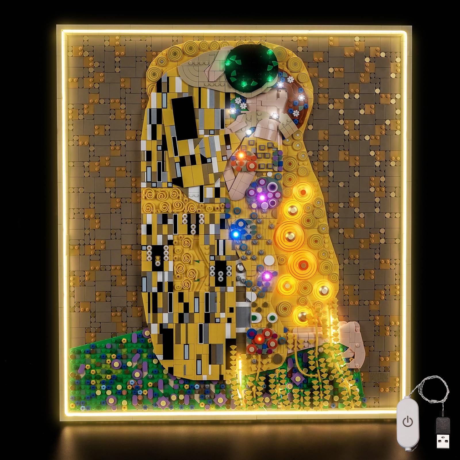 BrickBling Kit d'éclairage LED compatible avec Lego Gustav Klimt - The Kiss