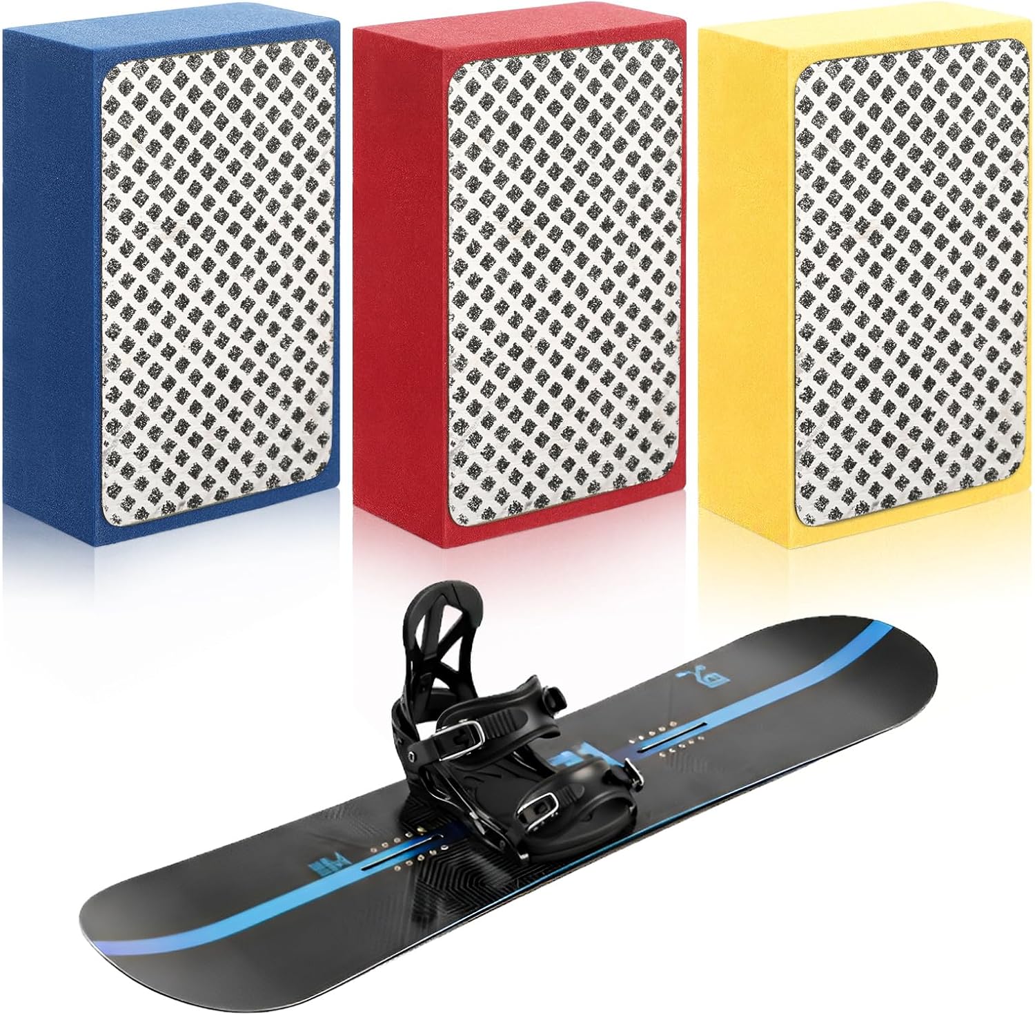Lothee 3 Pcs Ski Edge Tuning Kit Diamond Stones 60/100/200 Grit | Snowboard Edge Sharpener with Side Bevel Angle Tool, For Deburring Sharpening Polishing, Compact Tuner for Wax Maintenance