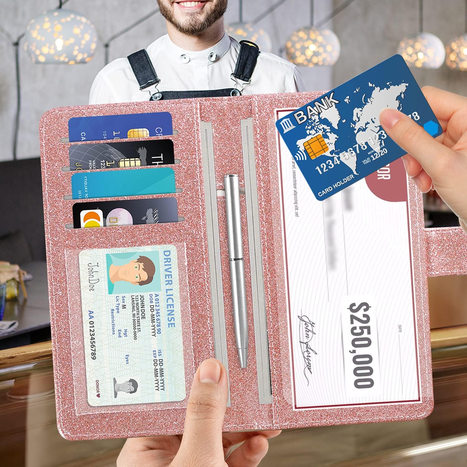 ACdream Checkbook Cover, Leather RFID Blocking Check Book Wallet