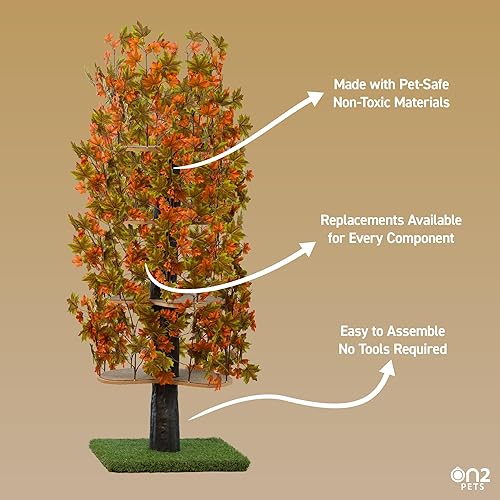 Miniatura 5 de On2 Pets Árbol para gatos con hojas fabricado en Estados Unidos, casa para gatos XL y árbol de actividades para gatos, condominio de varios niveles