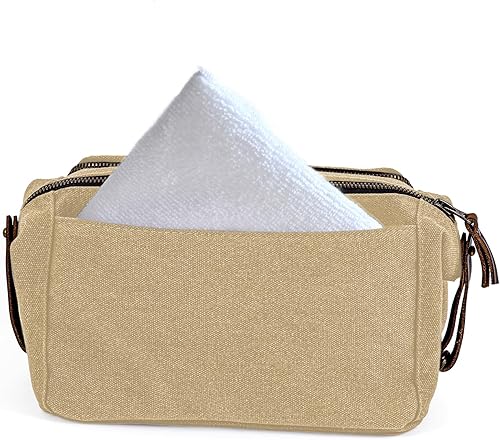 DOPP Kit - Bolsa de viaje con cremallera YKK para hombre, de lona y cuero, L