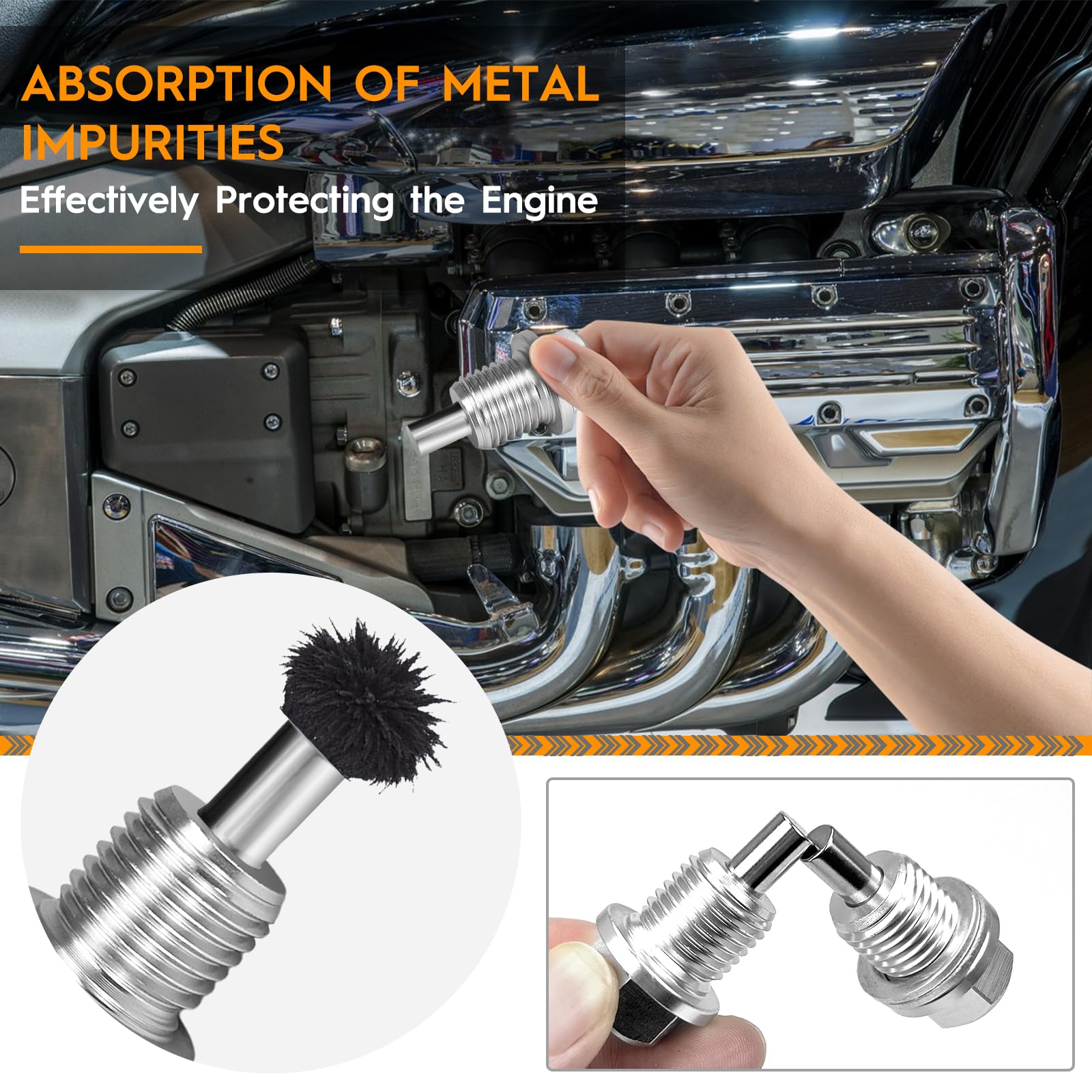 2 Pezzi Magnetic Oil Drain Screw Sump Dado di Scarico In Lega di Alluminio Anodizzato Pan Oil Drain Plug, Magnetic Car Oil Screw (Argento, M14 x 1.5)