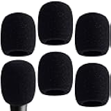 PAGOW 6 Pcs Microphone Cover, High Density Thickened Microphone Windscreens, Foam Mic covers for Most Standard Handheld Microphone (Black)