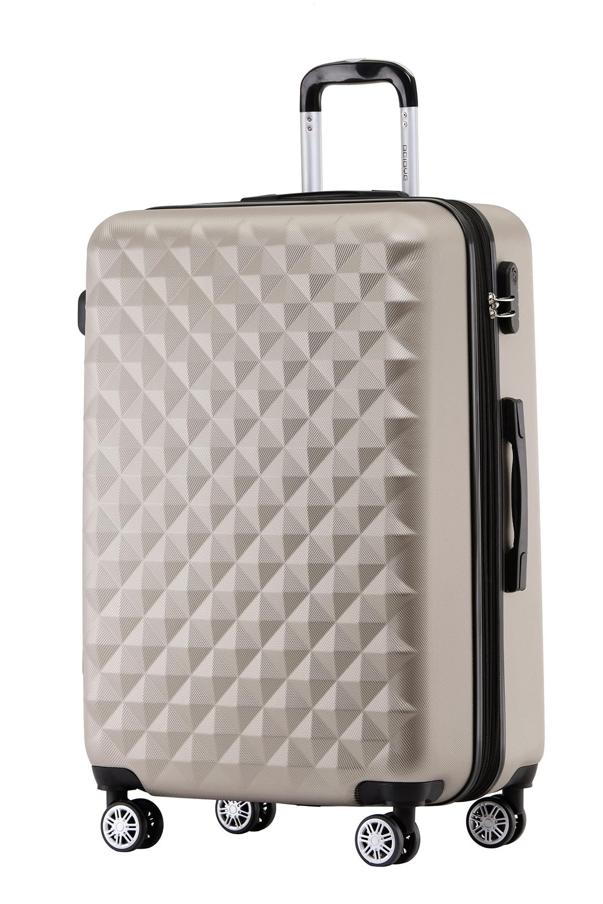 BEIBYE Zwillingsrollen 2066 Hartschale Trolley Koffer Reisekoffer Gepäck M-L-XL-Set (Champagner, L)