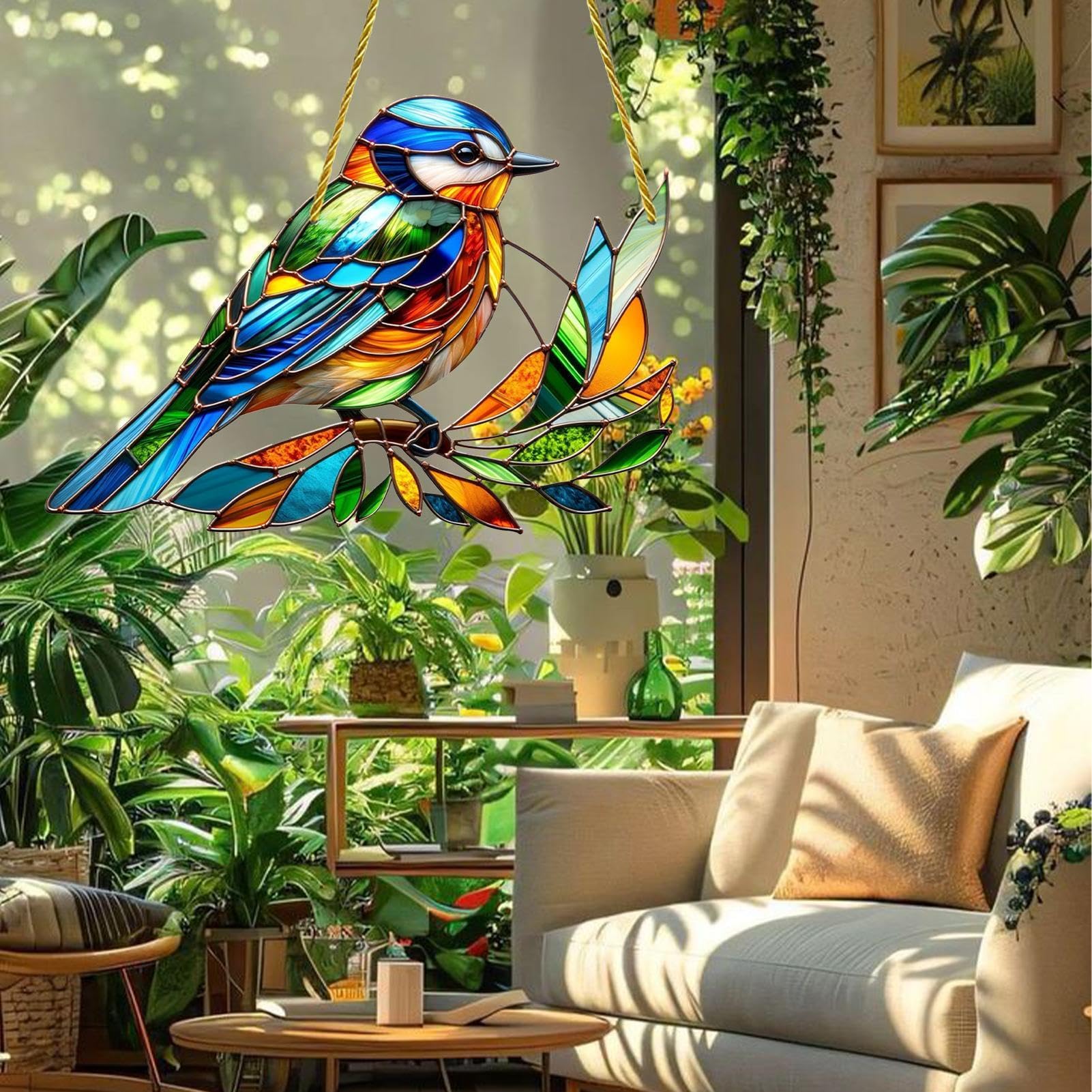 Vogel Suncatcherss voor | Gebeitst Acryl Raam Opknoping Vogel Zon Catcher - Kleurrijke Raampaneel Hangingen voor Vogelliefhebbers