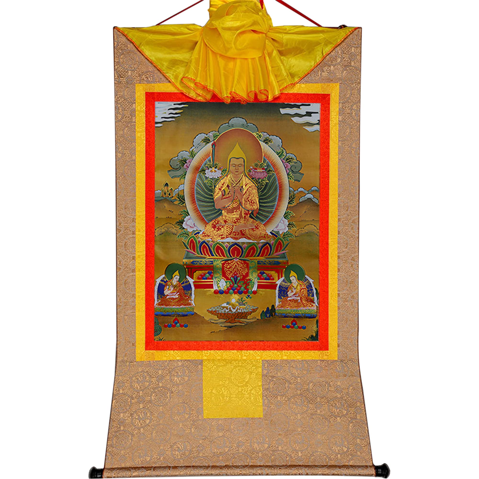 LYVQZPWLR Gandhanra Tibetan Thangka Wall Hanging, Buddhist Thangka Brocade Wall Hanging Multicolor Multiple Sizes(Beige,Small(35cm*27cm))