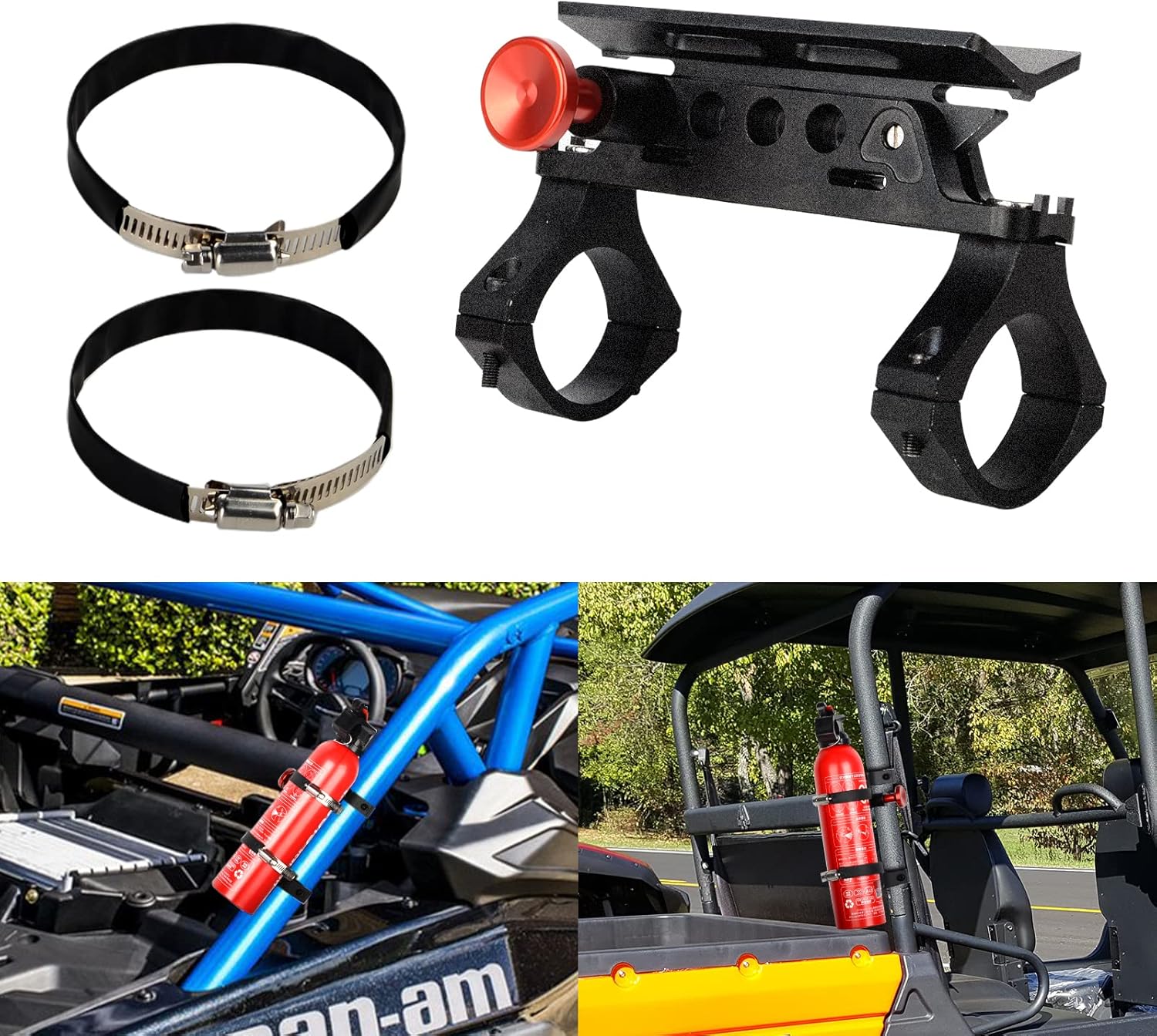UTV Fire Extinguisher Mount Holder Quick Release Adjustable Fire Bracket for 1.75''2'' Roll Bar