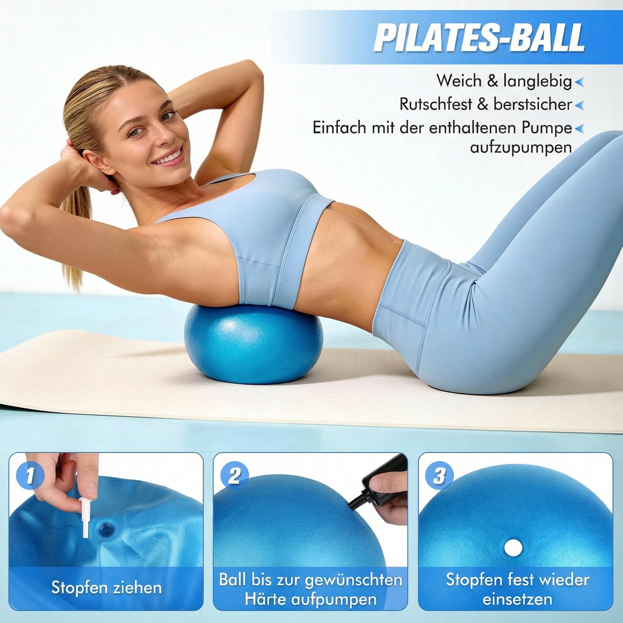 GINMIC Pilates Set, 13-teiliges Trainingsset für Zuhause mit Pilates-Ring und -Ball, 3 Widerstandsbänder in 3 Stärken, inkl. Übungsanleitung und Tragetasche – Ideal für Anfänger und Ganzkörpertraining
