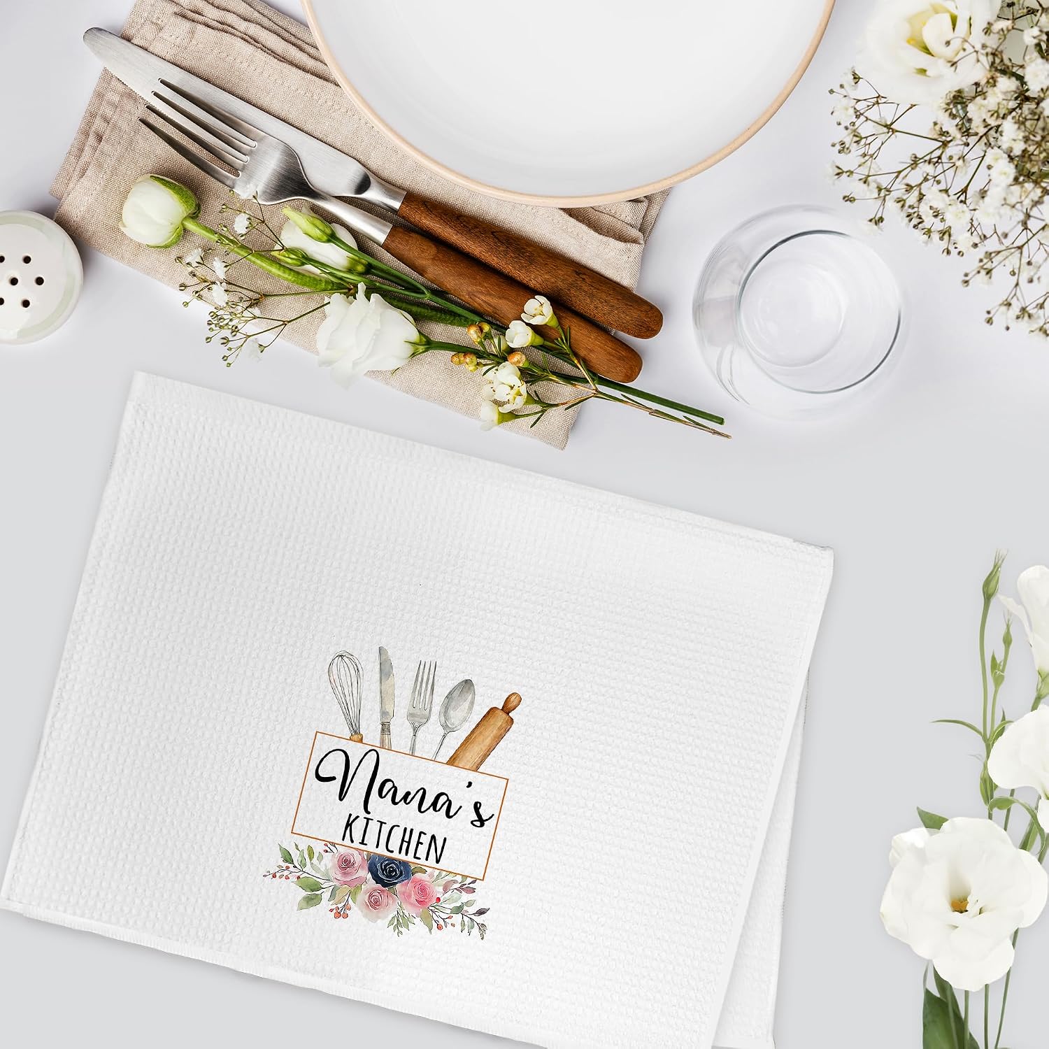 Nana Gifts Kitchen Towels, Nana Gifts from Grandkids, Towels Gifts for Grandma, Mothers Day Birthday Gifts for Grandmother, Grandma Hand Dish Tea Towel for Kitchen Decor, 16x24 Inch image 3
