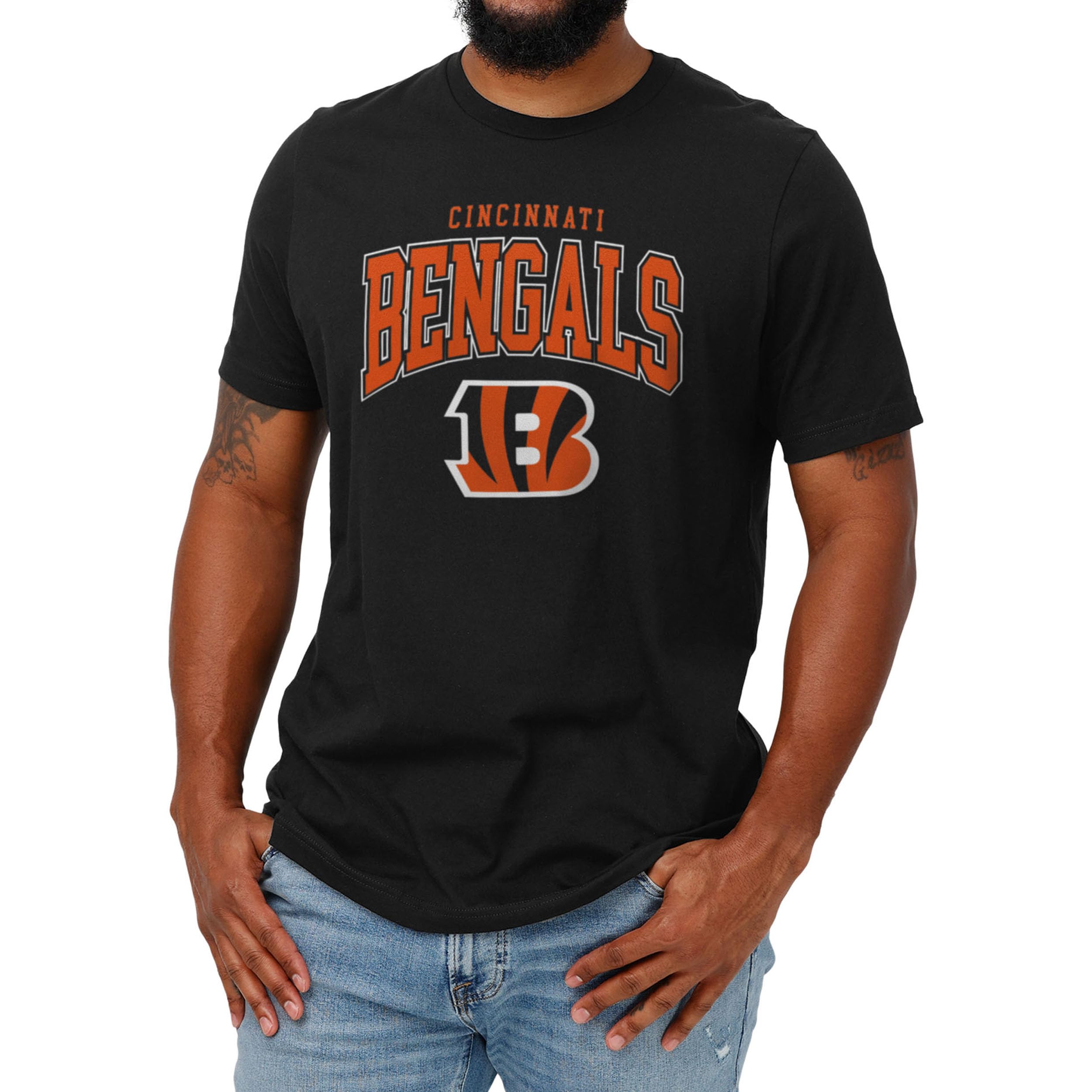 FOCO Unisex NFL Team Logo Classic Arched Logo Black Shirt Short Sleeve T-Shirt
