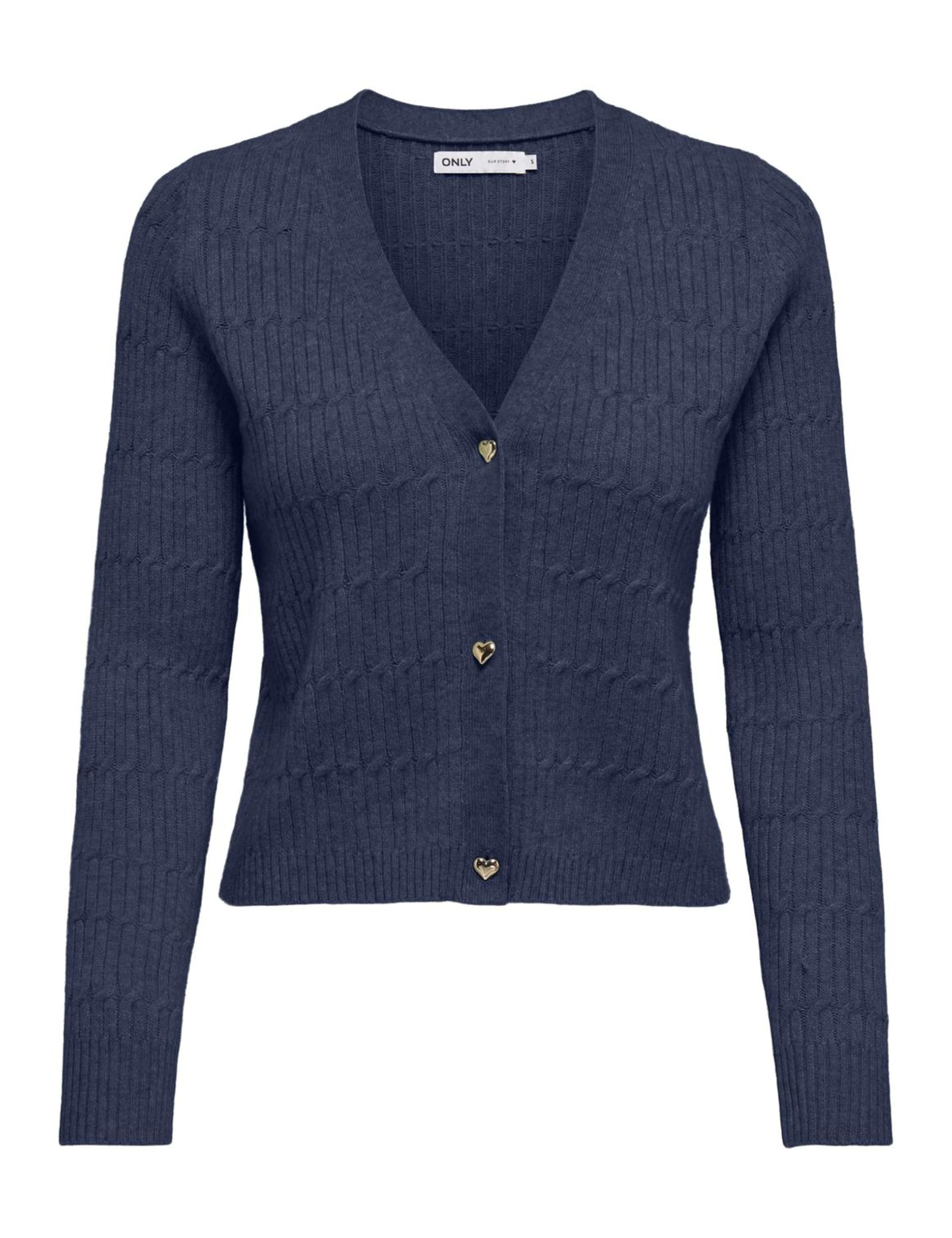 ONLY Onlkatia Ls Cable V-Neck Cardi KNT Noos, Naval Academy, S