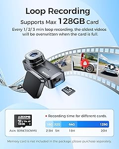 Azdome M200 Mini Dash Cam WiFi Dashcam, 1080P Front Dash Camera for Cars, Hidden Car Camera with 24H Parking Mode G-Sensor Night Vision, AZDOME APP, Loop Recording, Support 128GB Max, Easy to Install