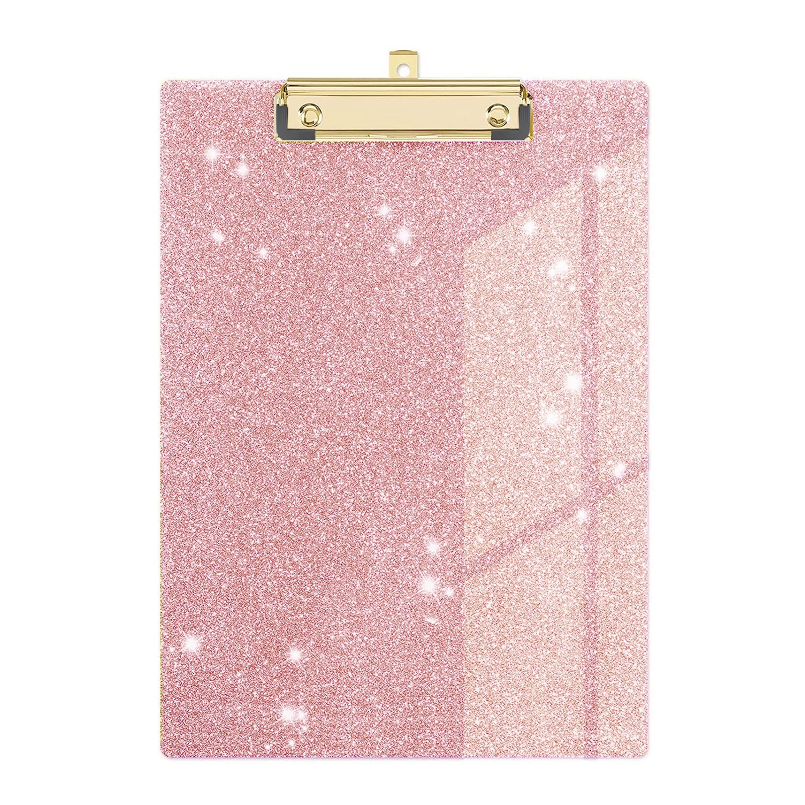 Glitter Acrylic Clipboard Decorative Standard A4 Letter Size 12.2" x 8.7", Fashion Bling Clip Boards with Designed Low Profile Gold Clip for Classroom