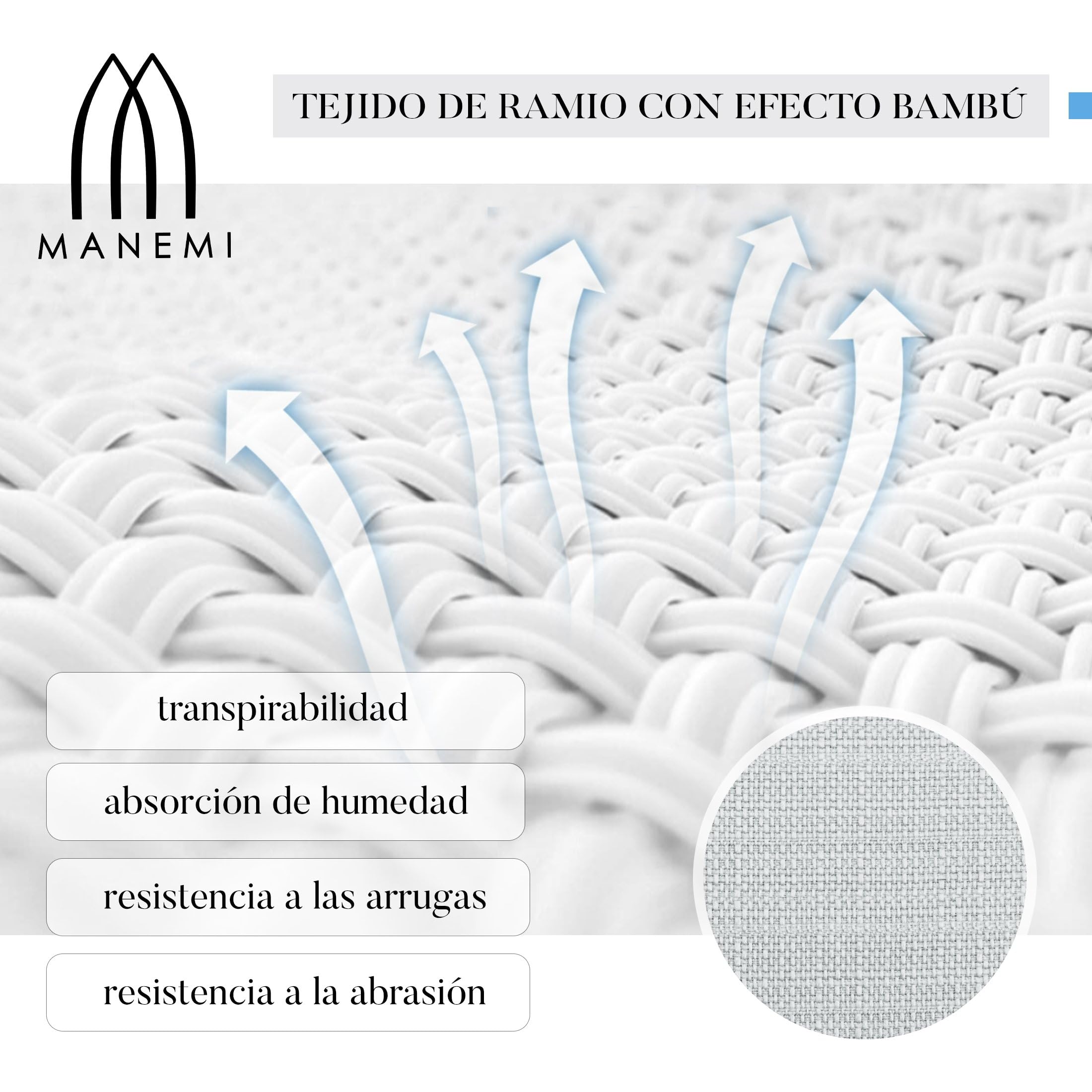 MANEMI Pack 2 Cojines para Silla 40x40x2cm - Cojín Decorativo con Textura de Bambú para Silla, Sofá o Comedor - Juego de Cojines de Asiento Estilo Rústico y Transpirable con Cintas de Sujeción,