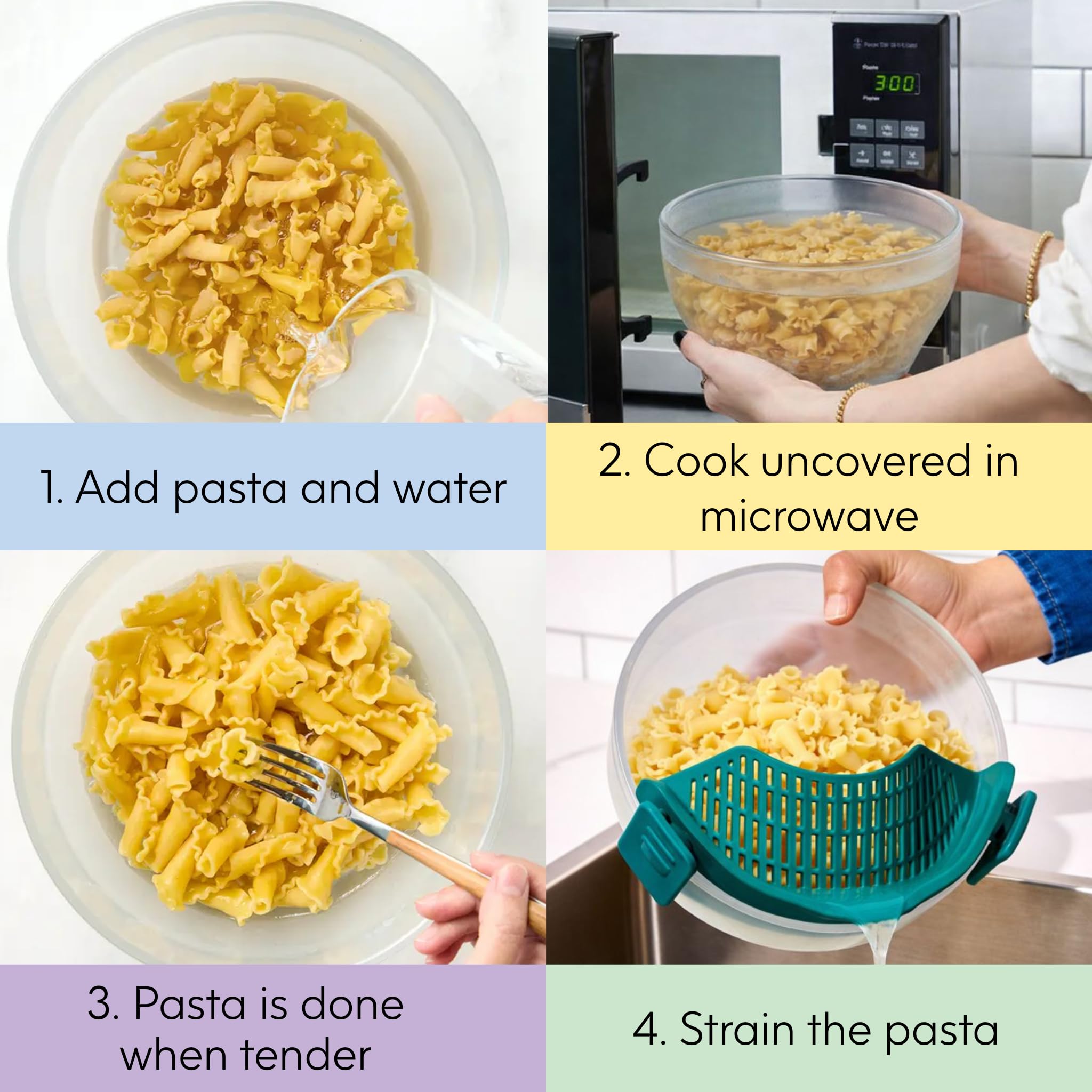 Anyday Mikrowellen-Nudelkocher aus Glas für 8 Tassen, BPA-frei (klarer Grünkohl) | Spaghetti, Mahlzeitvorbereitung, Kochgeschirr, stapelbar, luftdicht, ungiftig, Aufbewahrungsbehälter, belüfteter Glasdeckel