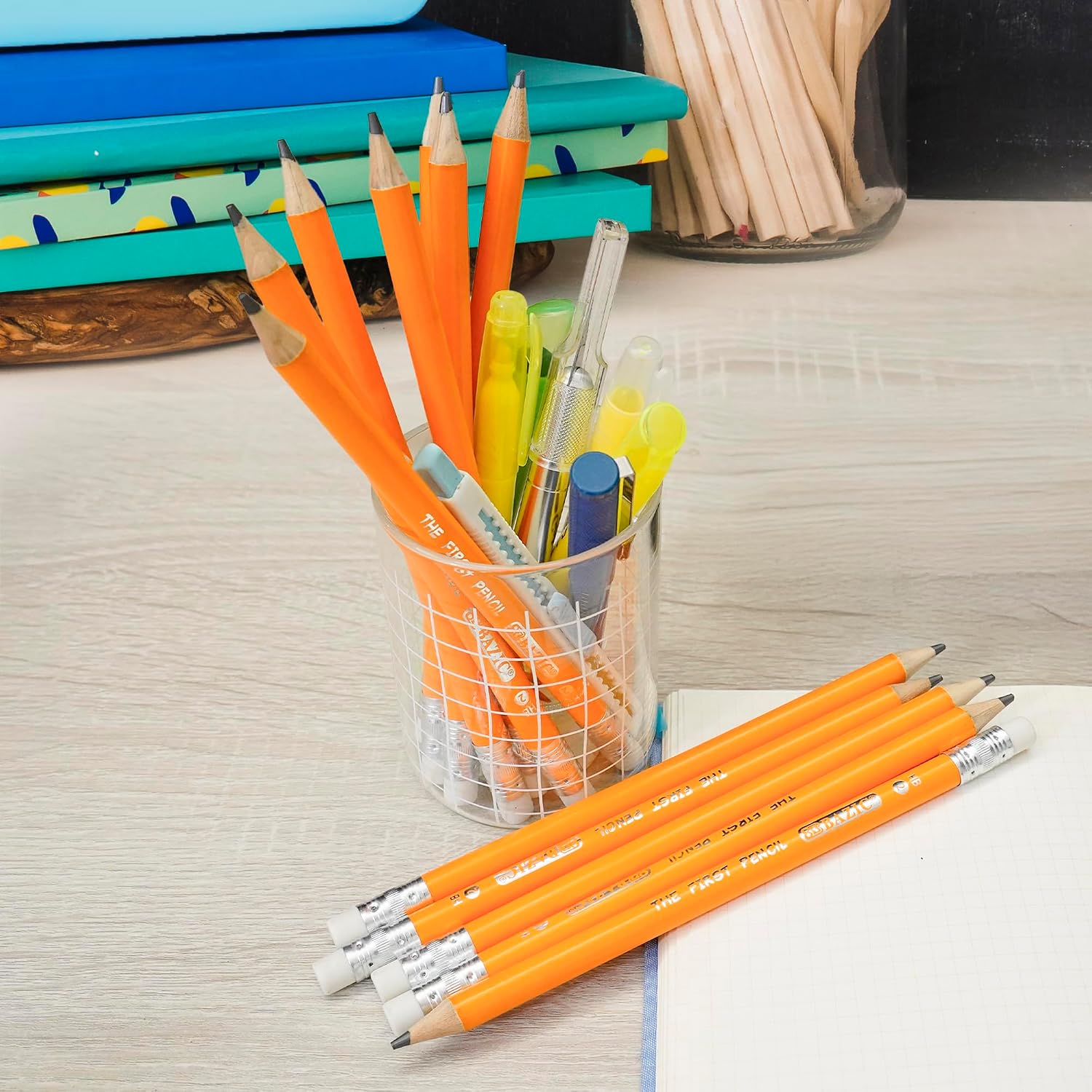BAZIC PRODUCTS Pencil Wood Pre-Sharpened #2 HB Jumbo Pencils, Latex Free Eraser, Premium Wood Yellow Pencils for School Office (12 Count/Pack), 12-Packs