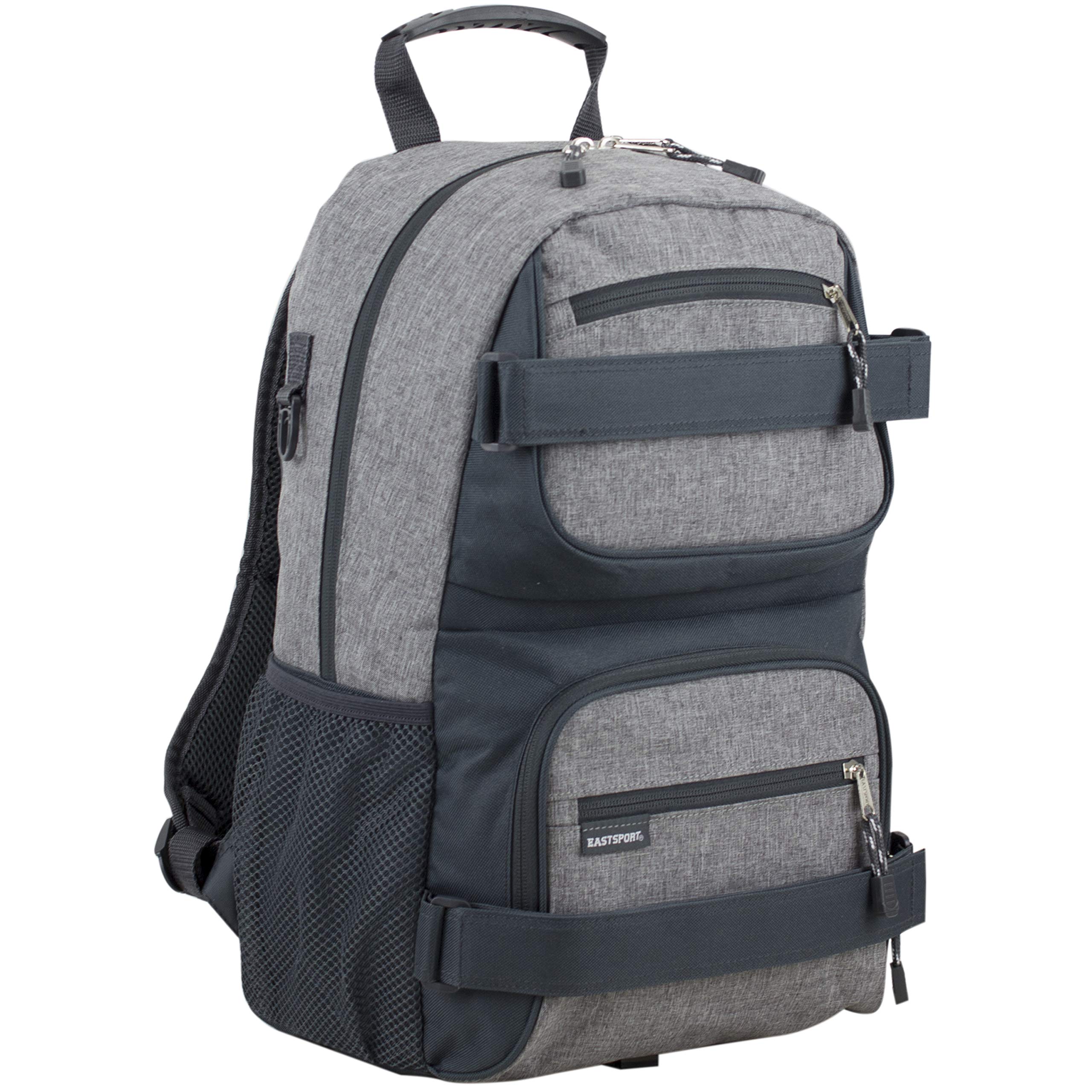 Eastsport Travel Skateboard Backpack Double Strap Laptop Bag Multi-Sport Design for Men and Women, Graystone Chambray