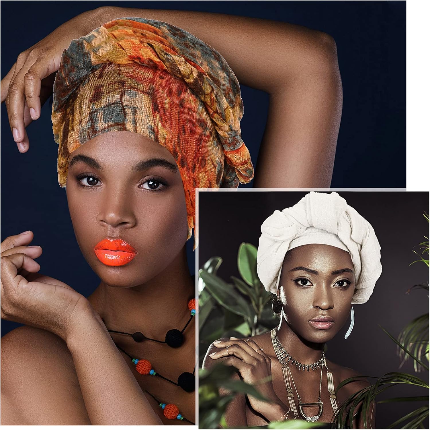 Geyoga 9 Pieces Head Wraps for Black Women Stretchy Turban Scarf Soft Long Scarves Juneteenth Turban Wrap for African Women - Image 4