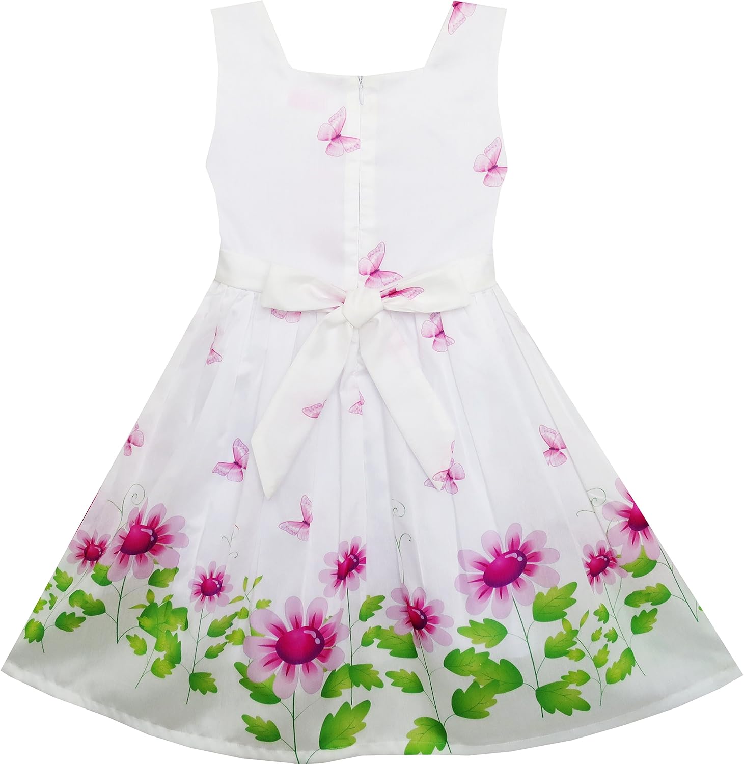 Girls Dress Purple Sunflower Green Leaves